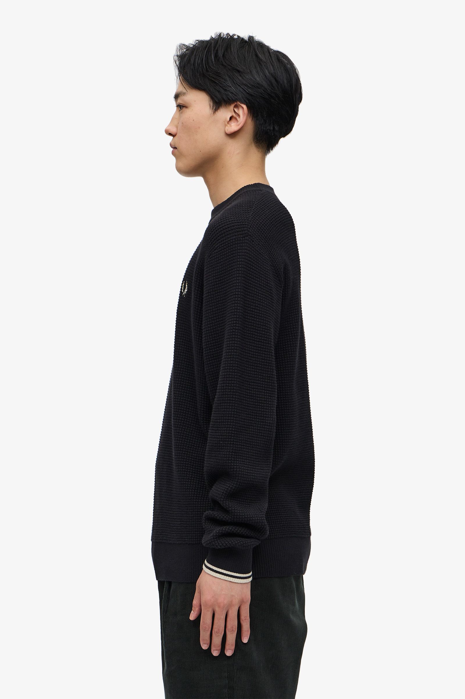 Waffle Stitch Jumper Black