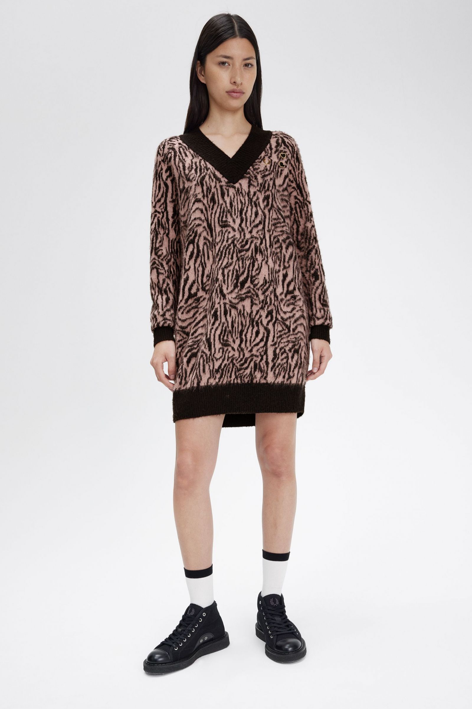 Amy Winehouse FoundationZebra Knitted Dress Dusty Rose Pink