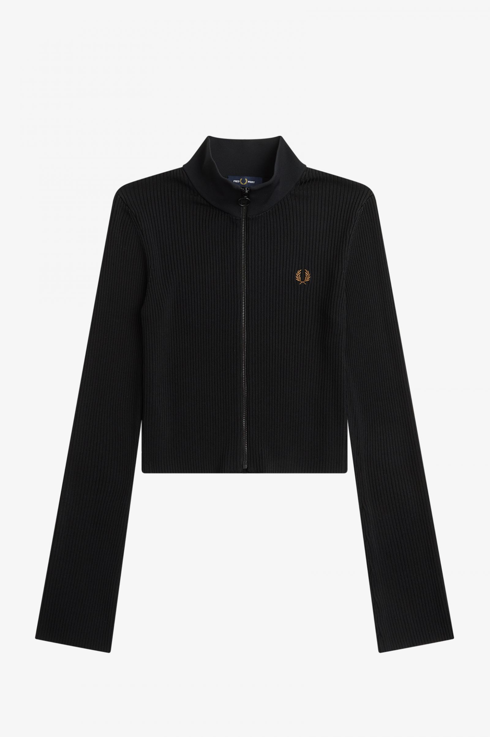 Ribbed Zip Through Jumper Black