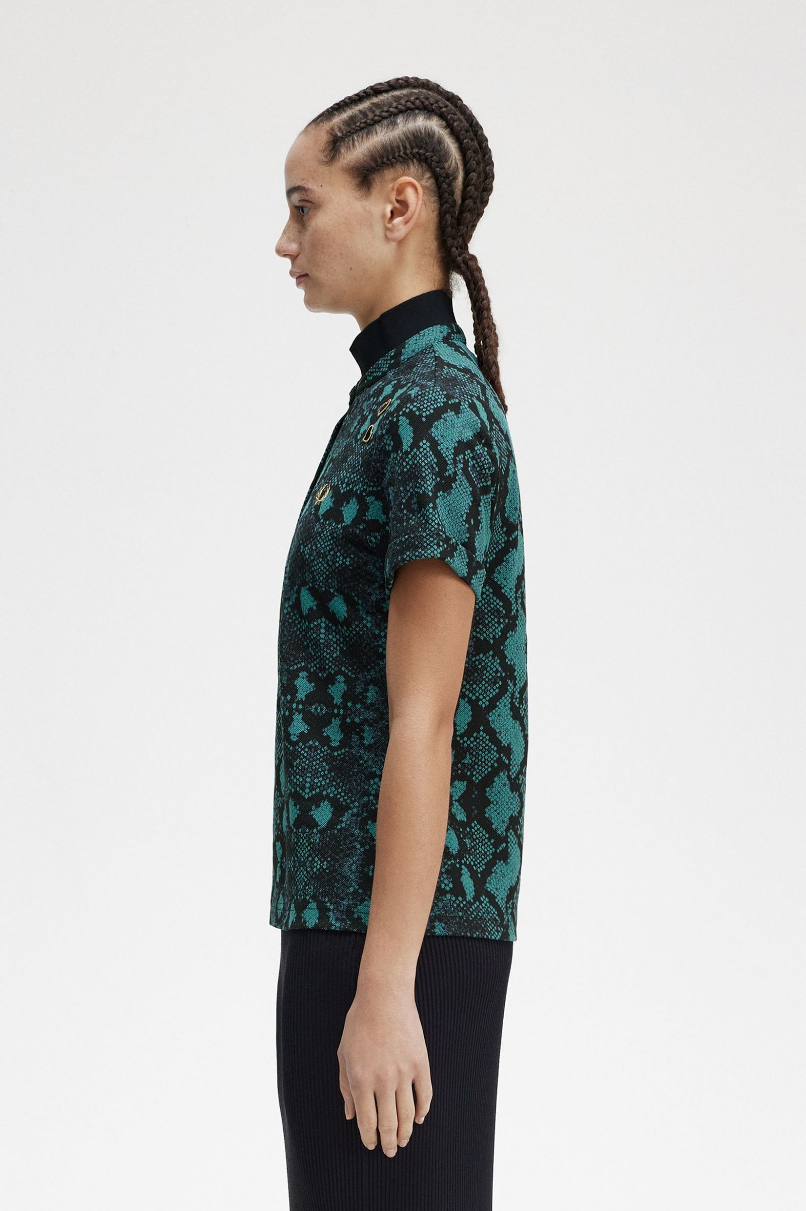 Amy Winehouse FoundationSnake Print Polo Shirt Deep Mint
