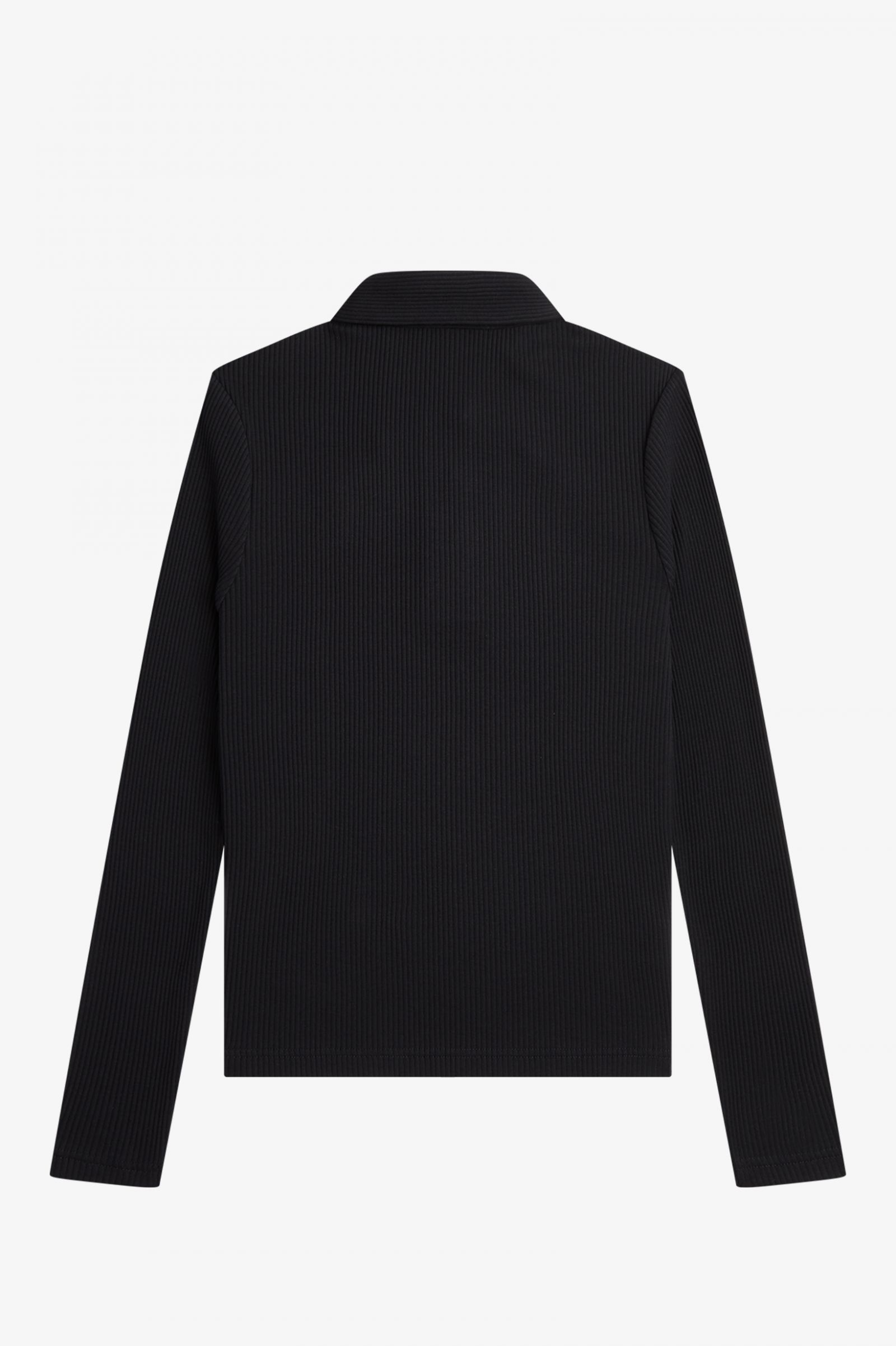 Long Sleeve Ribbed Polo Shirt Black