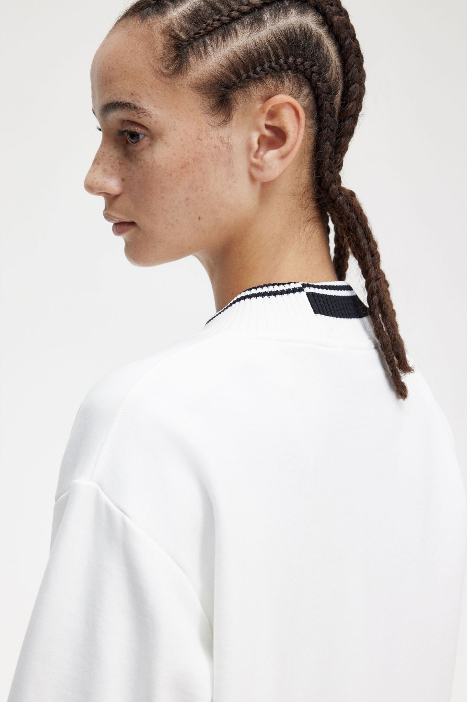 Tipped Trim Sweatshirt Snow White