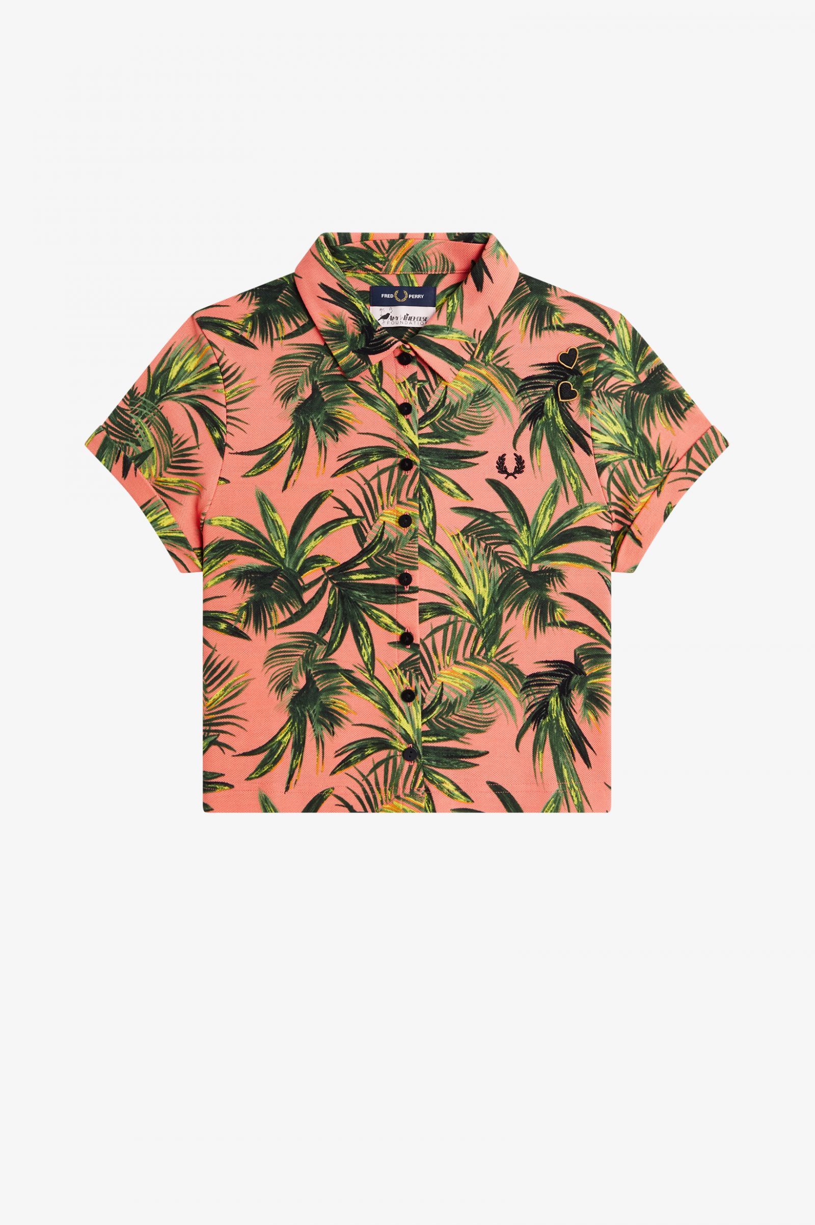 Amy Winehouse FoundationPalm Print Piqué Shirt Coral Heat