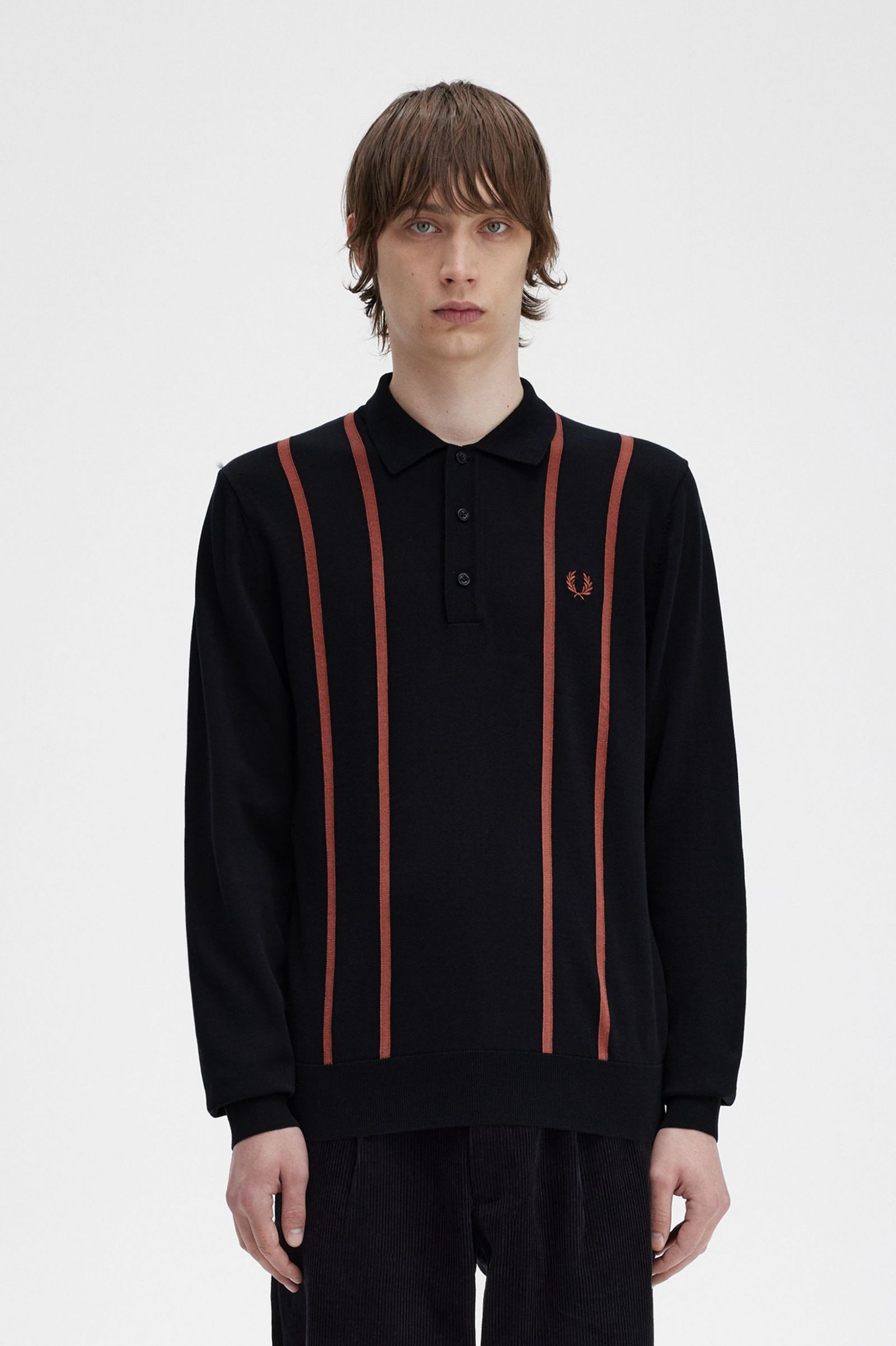 Vertical Stripe Knitted Shirt Black