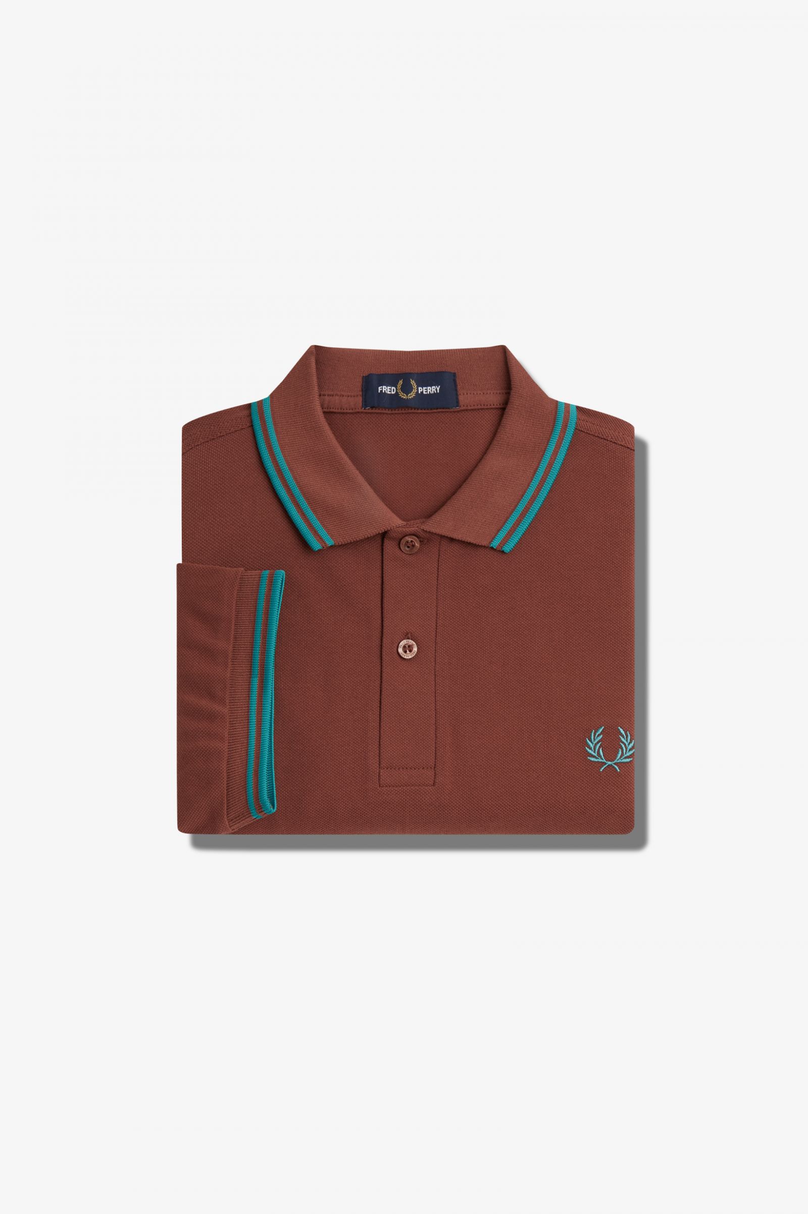 The Fred Perry ShirtM3600 Whisky Brown / Deep Mint / Deep Mint