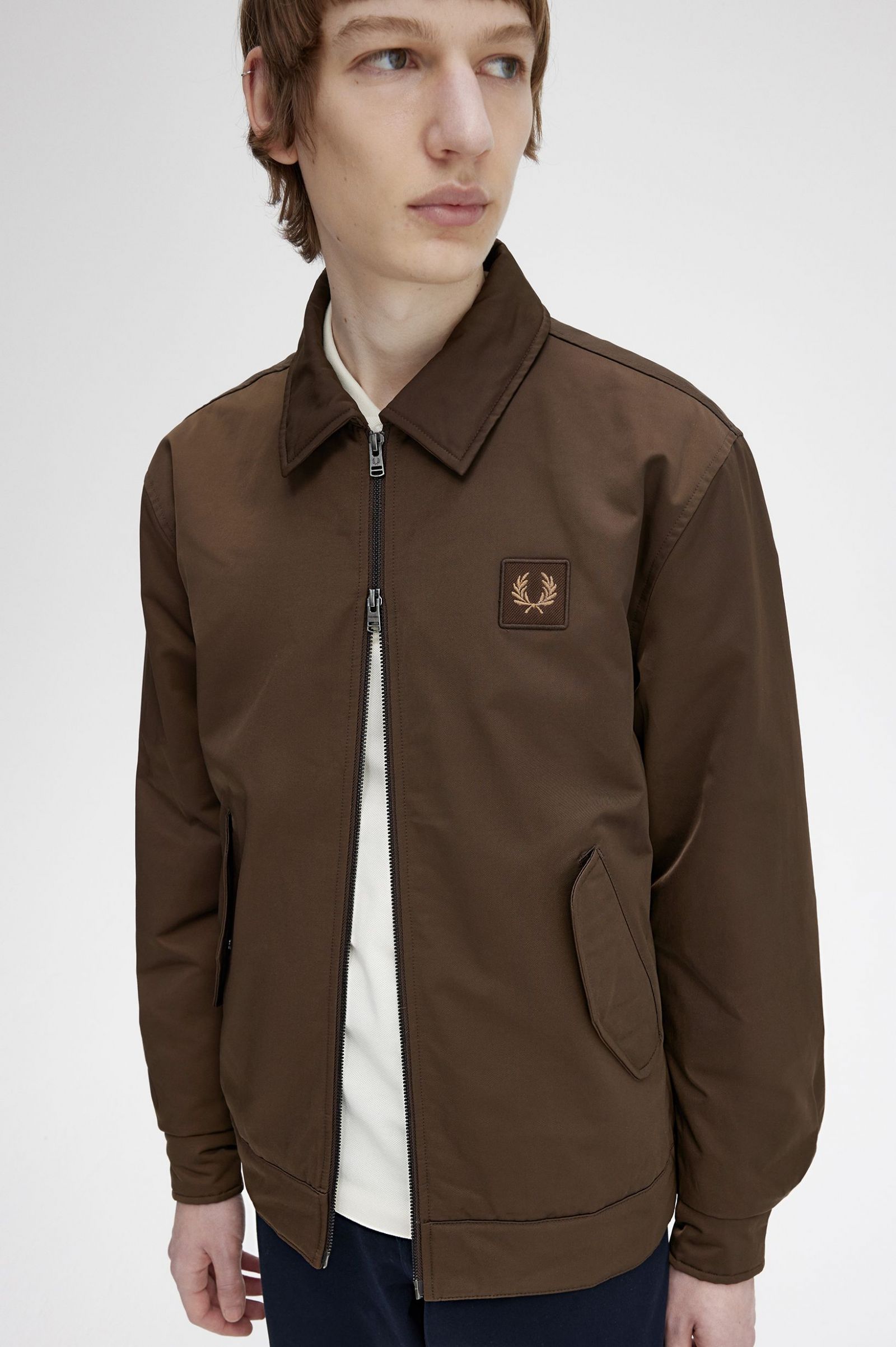 Quilted Zip Through Jacket Burnt Tobacco