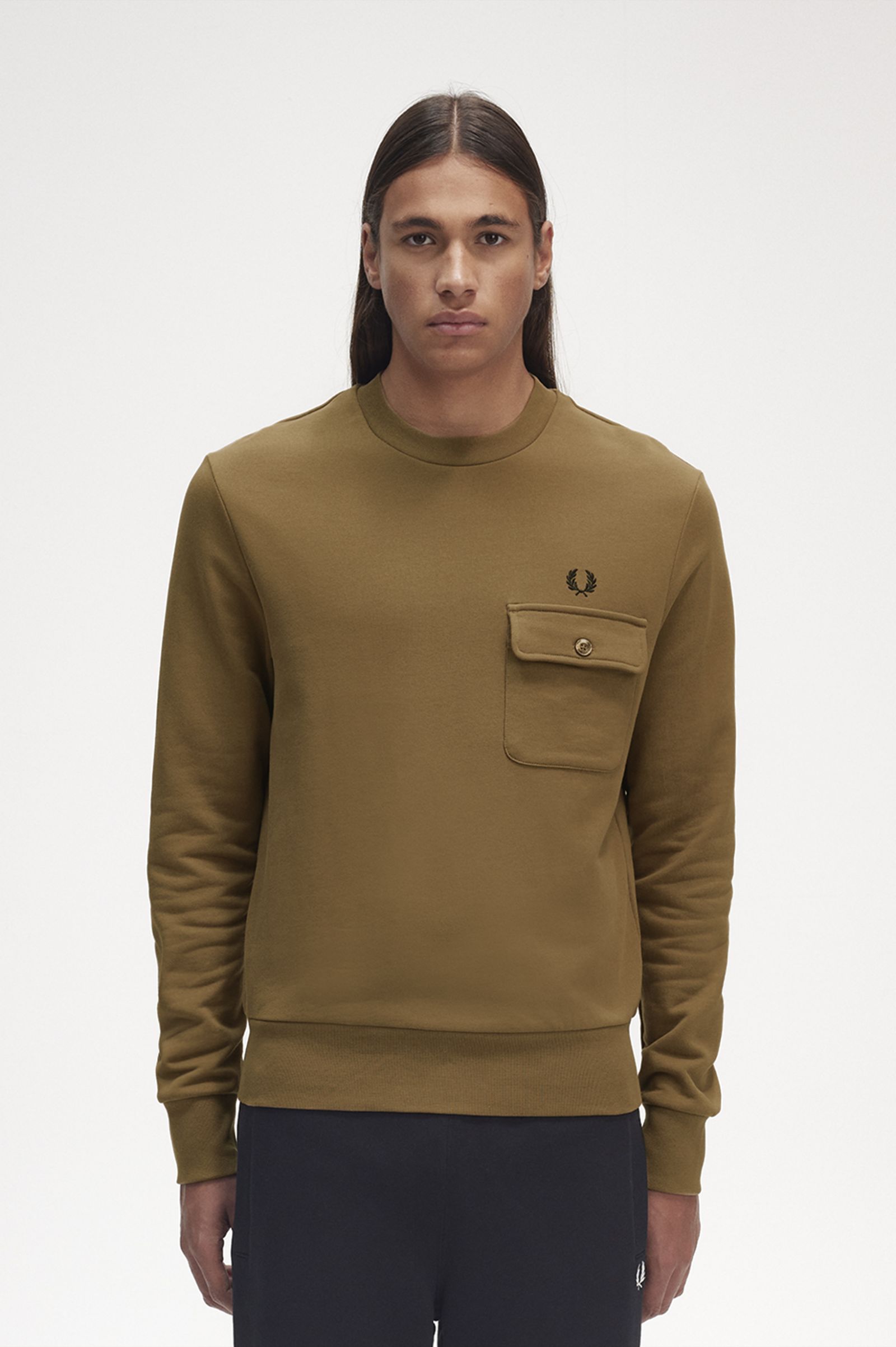ReissuesPocket Detail Crew Neck Sweatshirt Shaded Stone