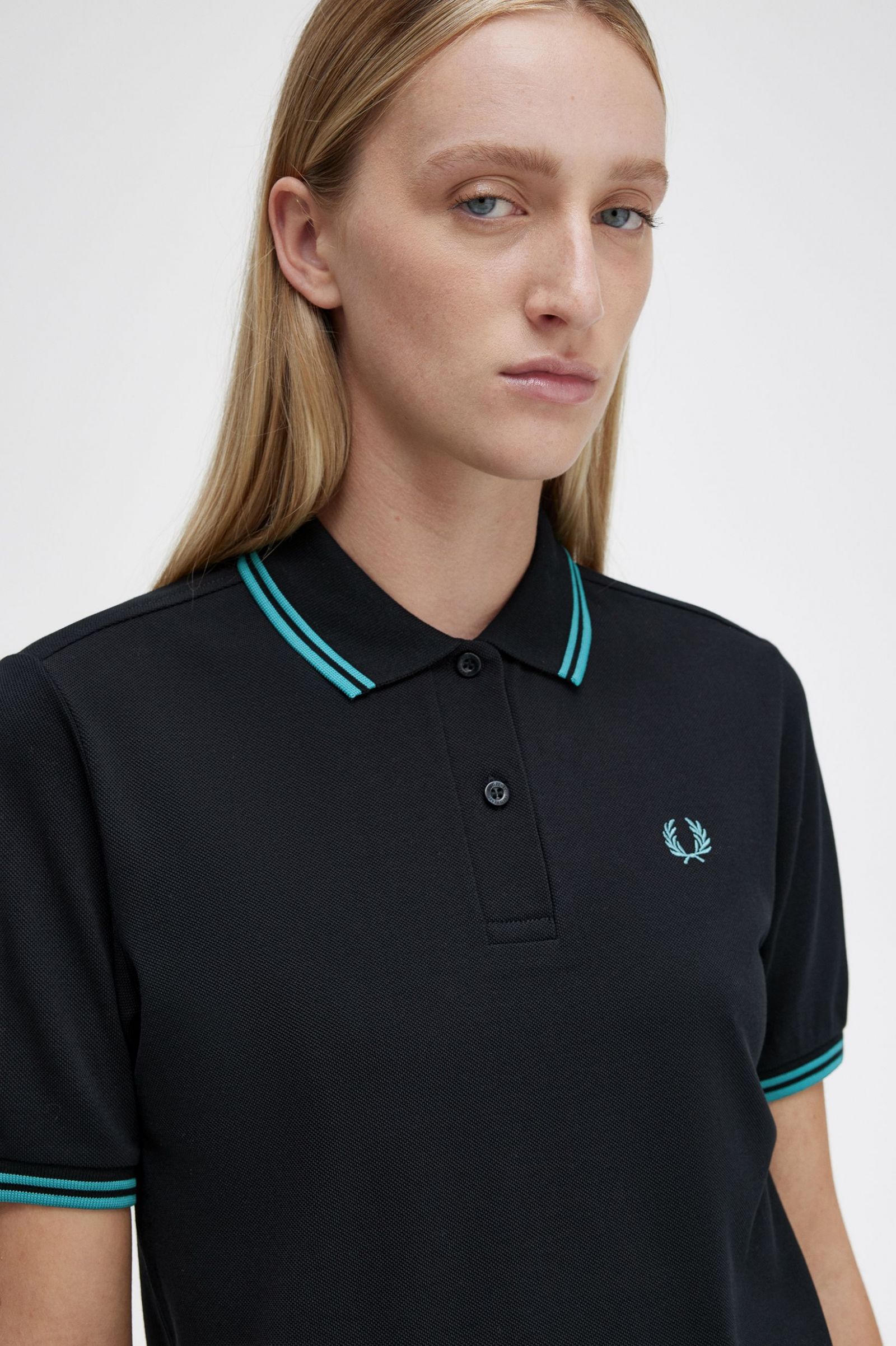The Fred Perry ShirtG3600 Black / Deep Mint / Deep Mint