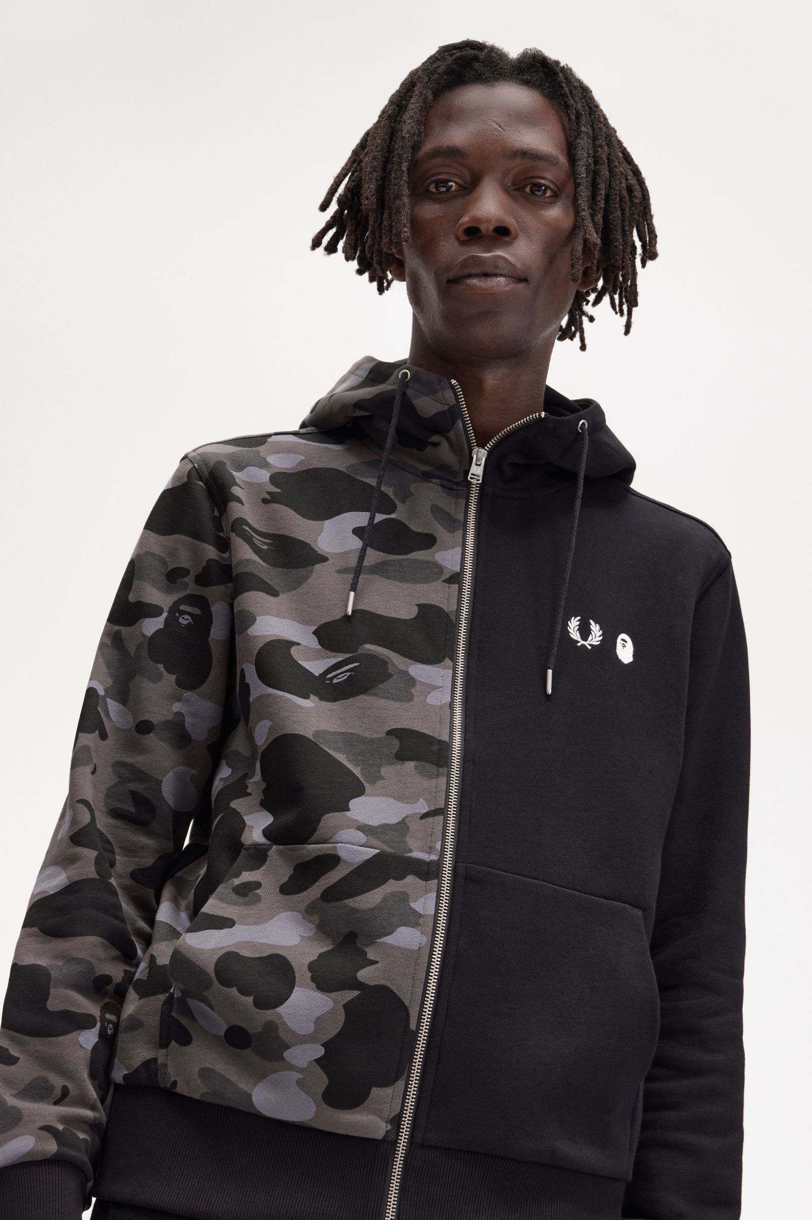 A Bathing Ape®Contrast Zipped Hooded Sweatshirt Black