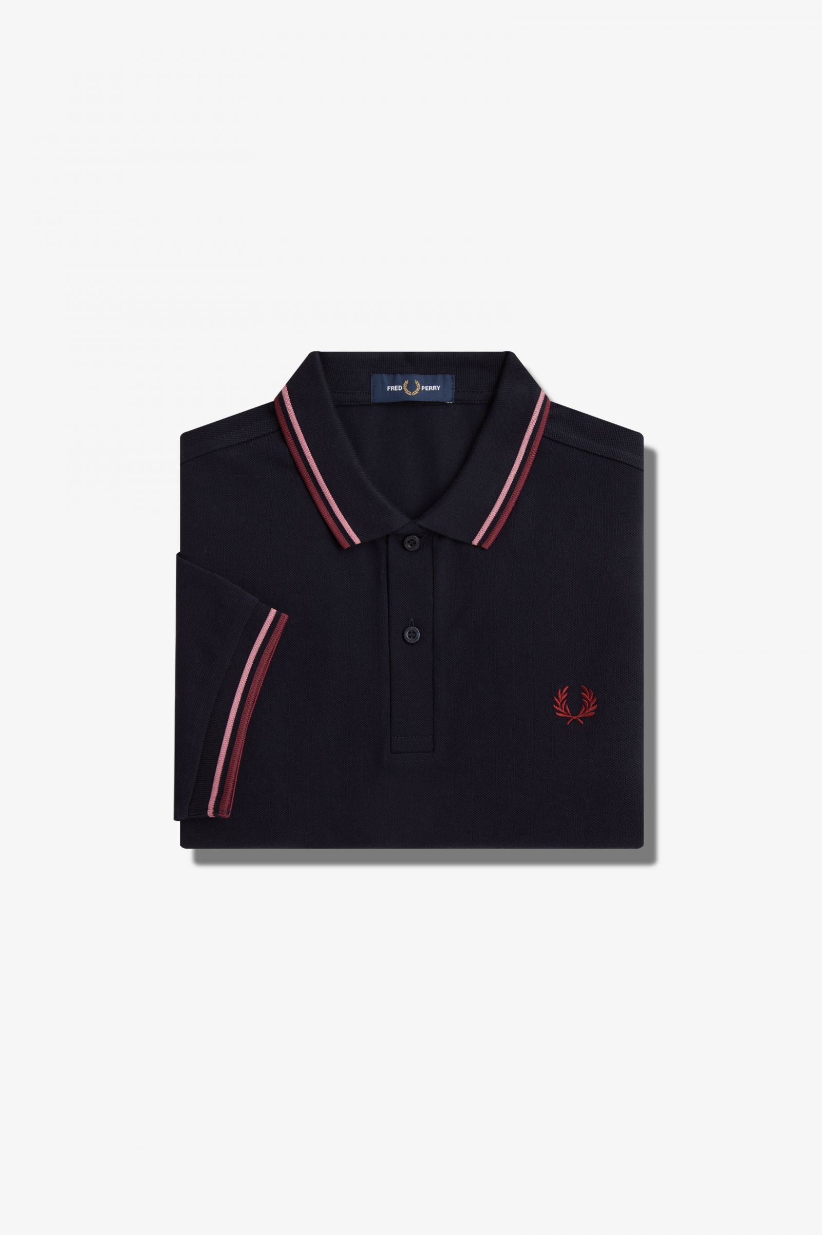 The Fred Perry ShirtM3600 Navy / Dusty Rose Pink / Oxblood