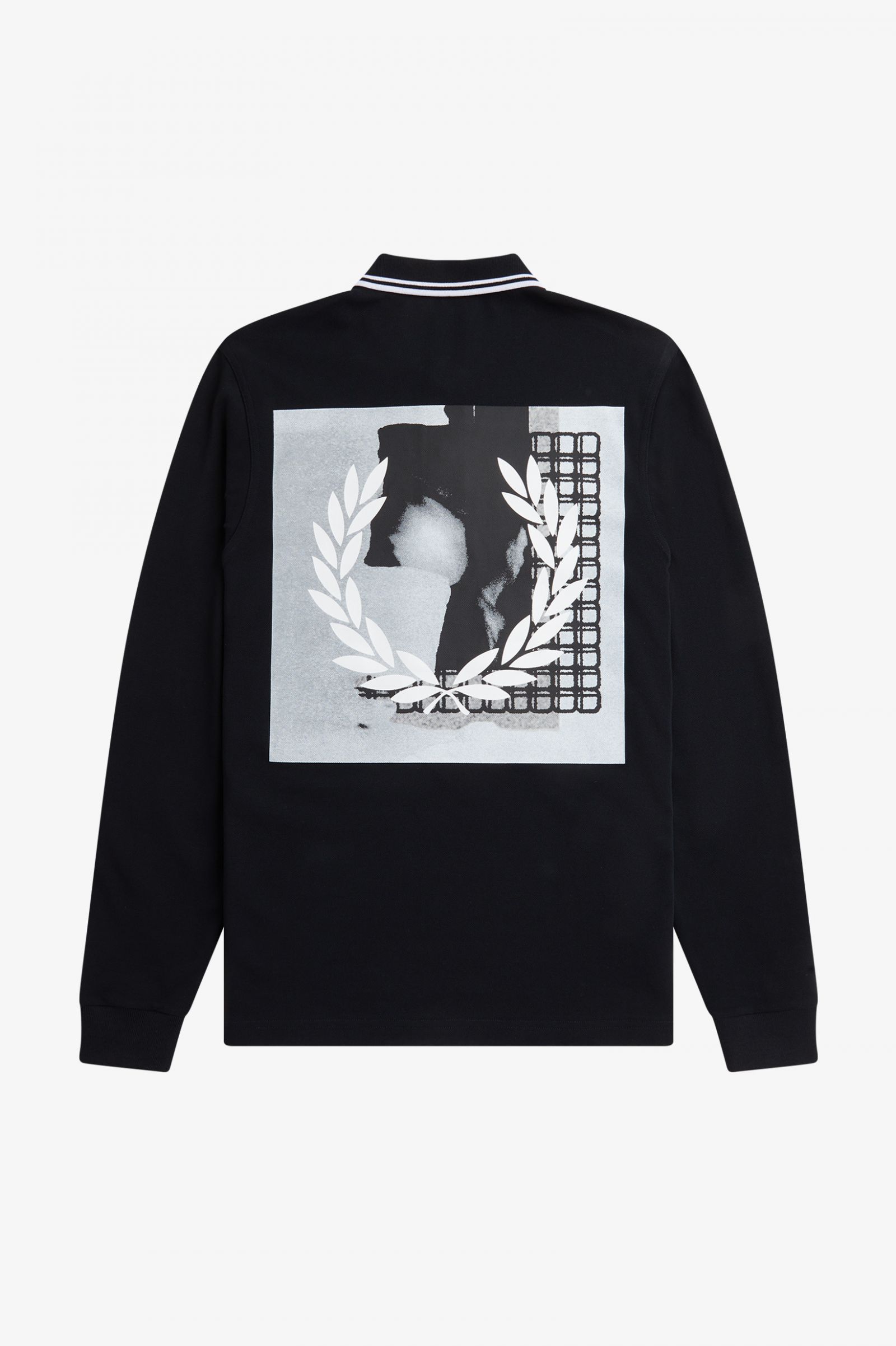 Rave Graphic Long Sleeve Fred Perry Shirt Black