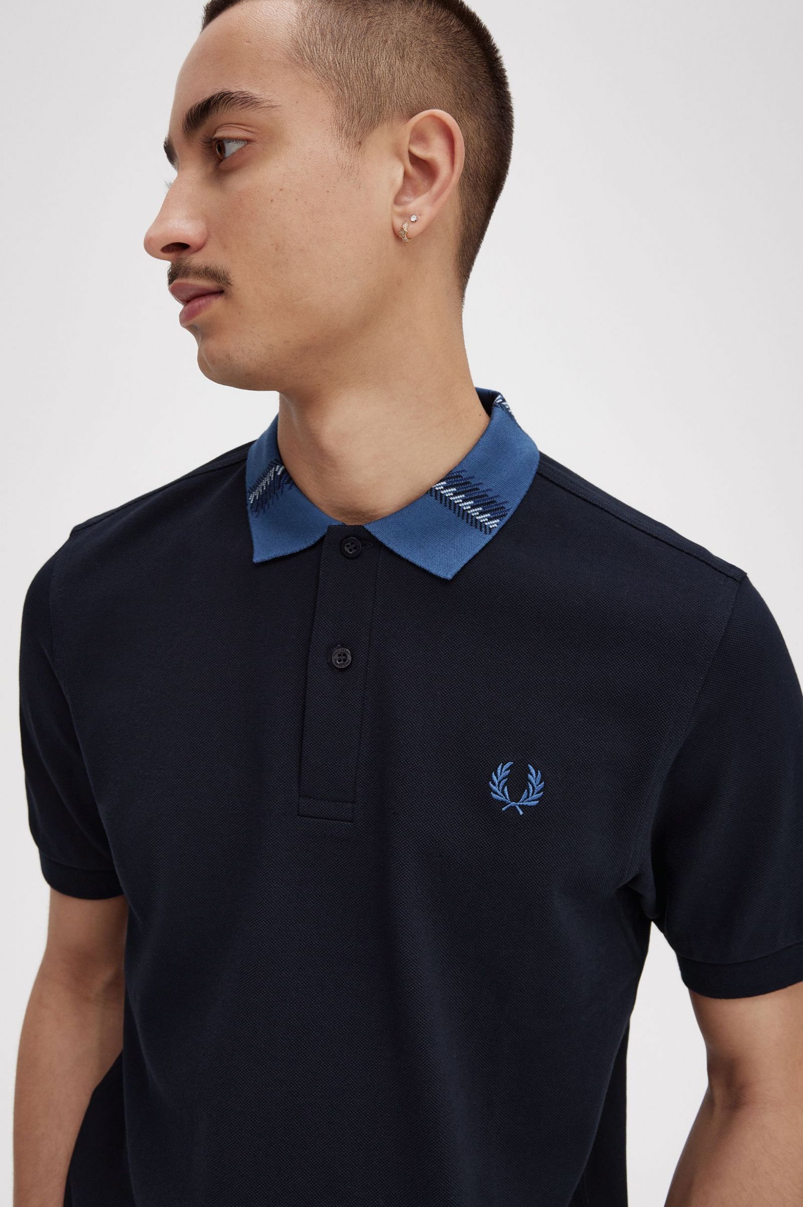 Graphic Collar Polo Shirt Navy