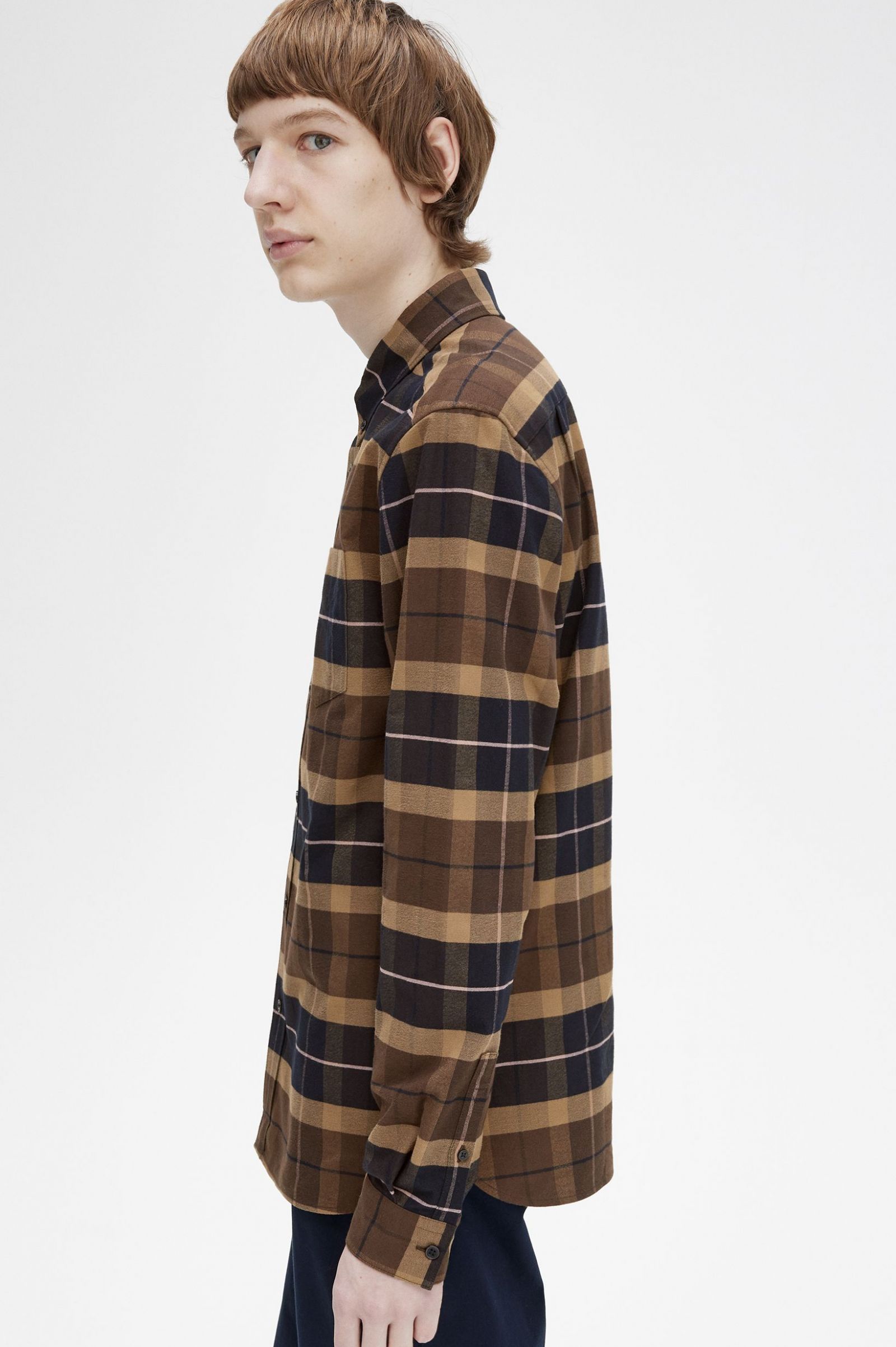 Brushed Tartan Shirt Burnt Tobacco