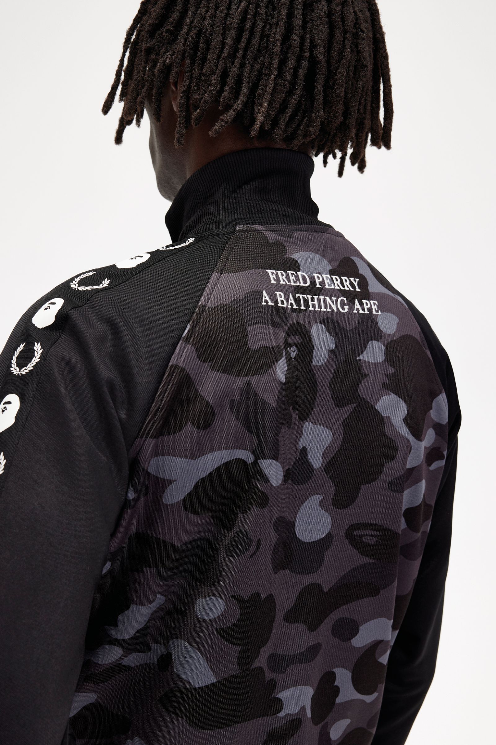 A Bathing Ape®Camouflage Panel Track Jacket Black