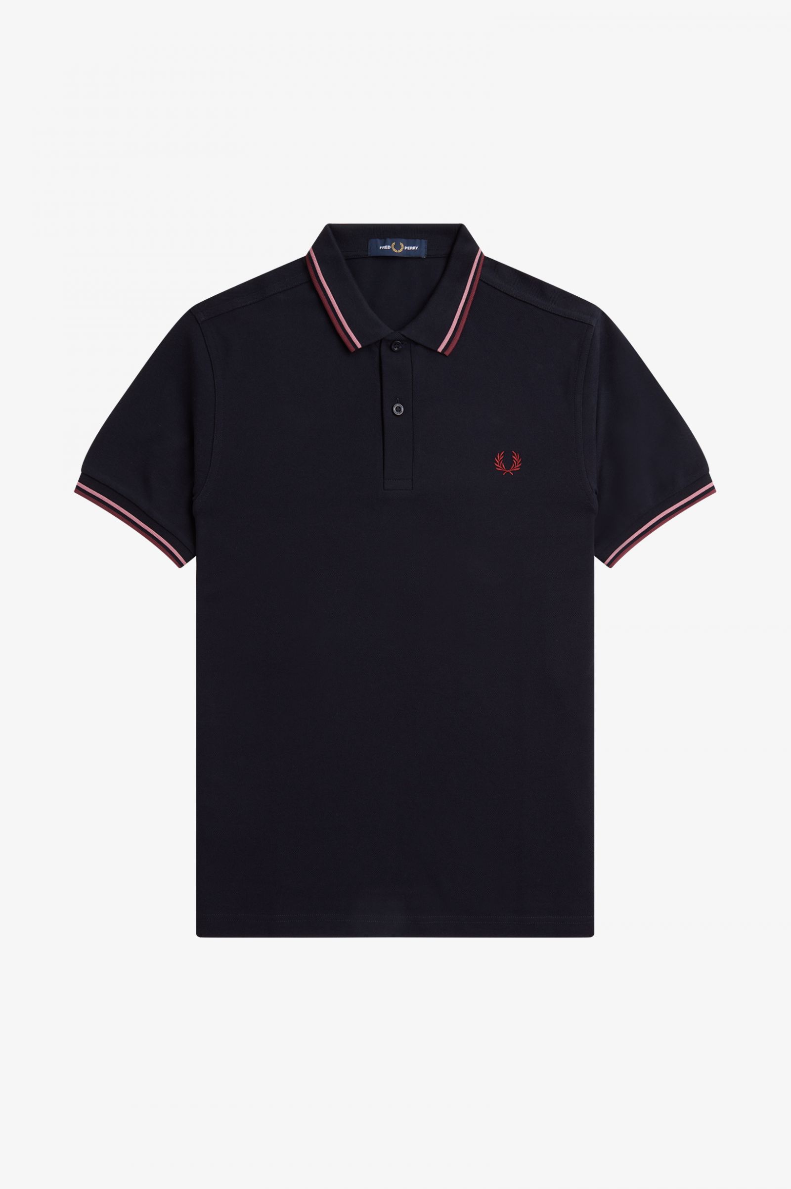 The Fred Perry ShirtM3600 Navy / Dusty Rose Pink / Oxblood