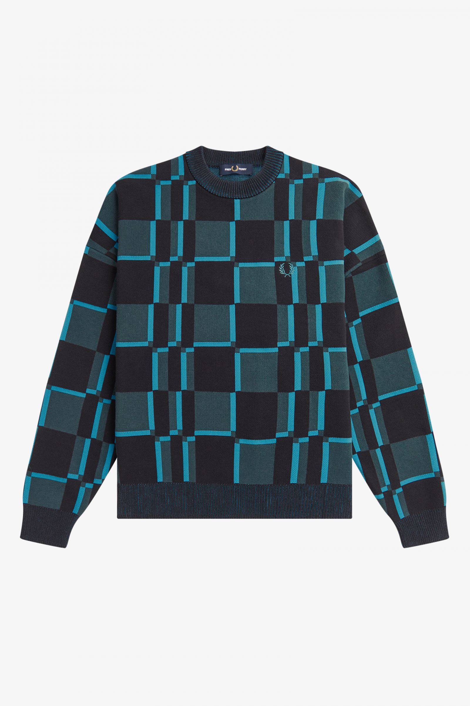 Chequerboard Jumper Cyber Blue