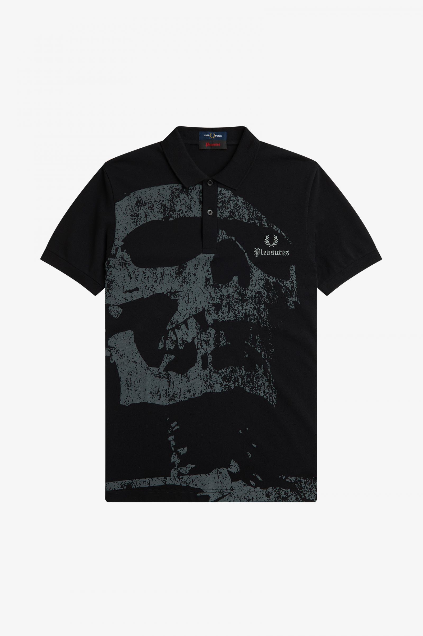 PleasuresSkull Fred Perry Shirt Black
