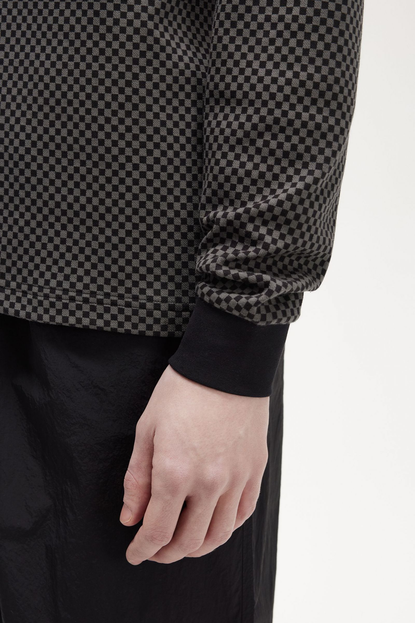 Micro Chequerboard Polo Shirt Black / Field Green