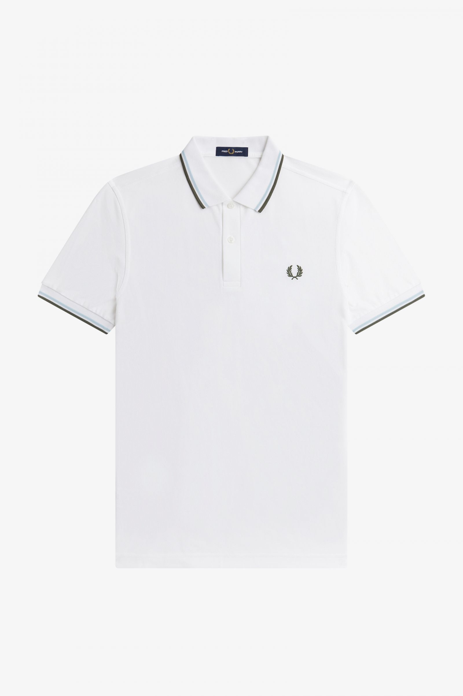 The Fred Perry ShirtM3600 White / Light Ice / Field Green
