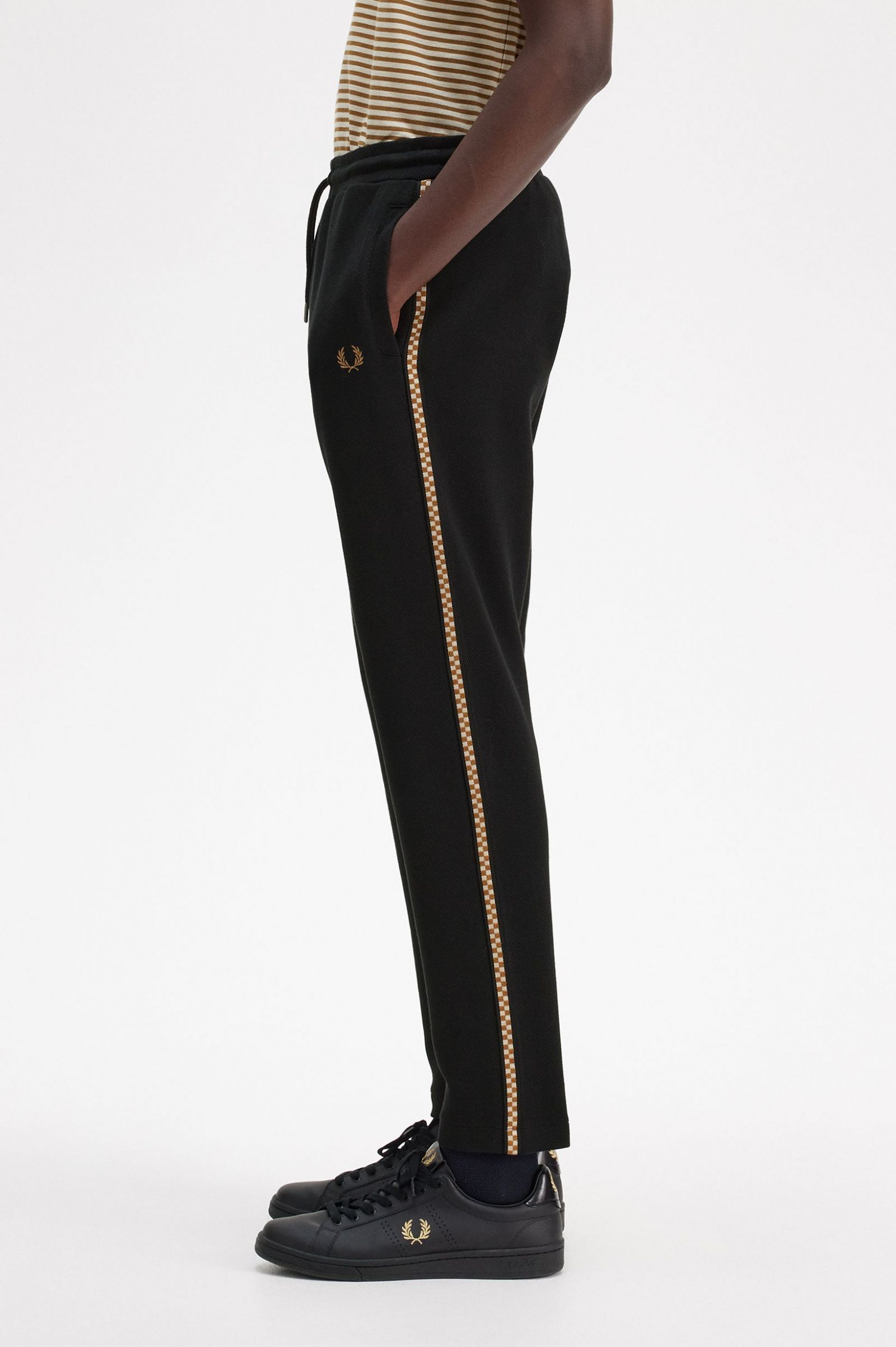 Chequerboard Tape Track Pants Black