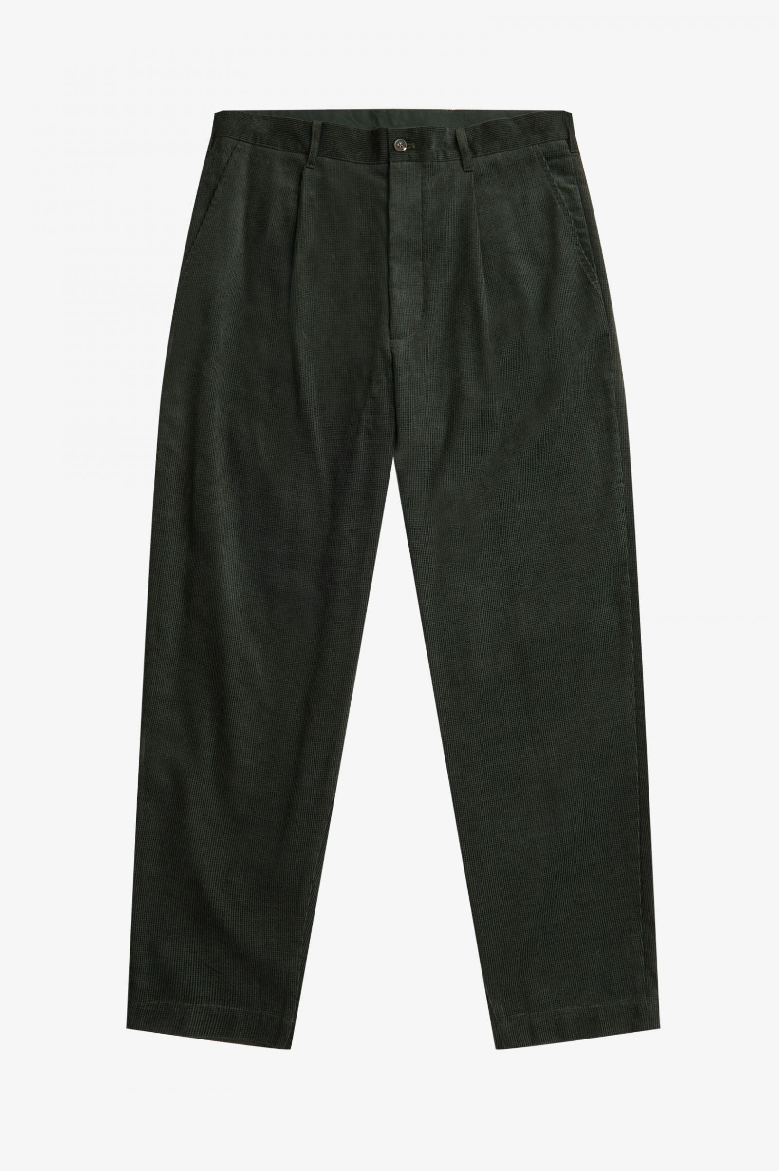 Waffle Cord Tapered Trousers Night Green