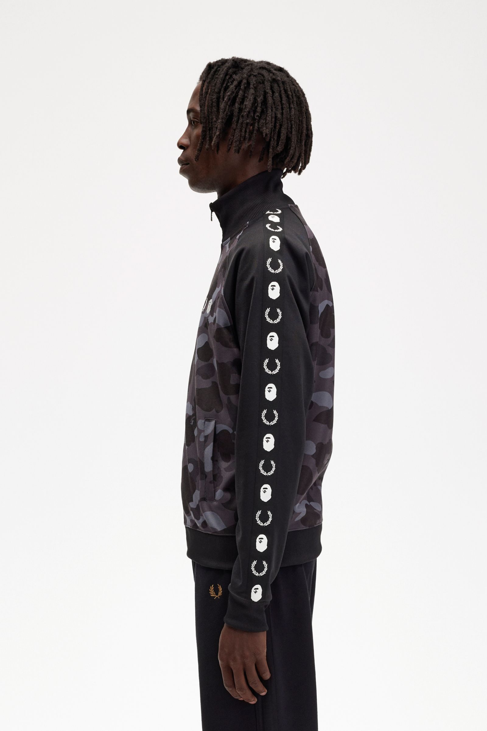 A Bathing Ape®Camouflage Panel Track Jacket Black