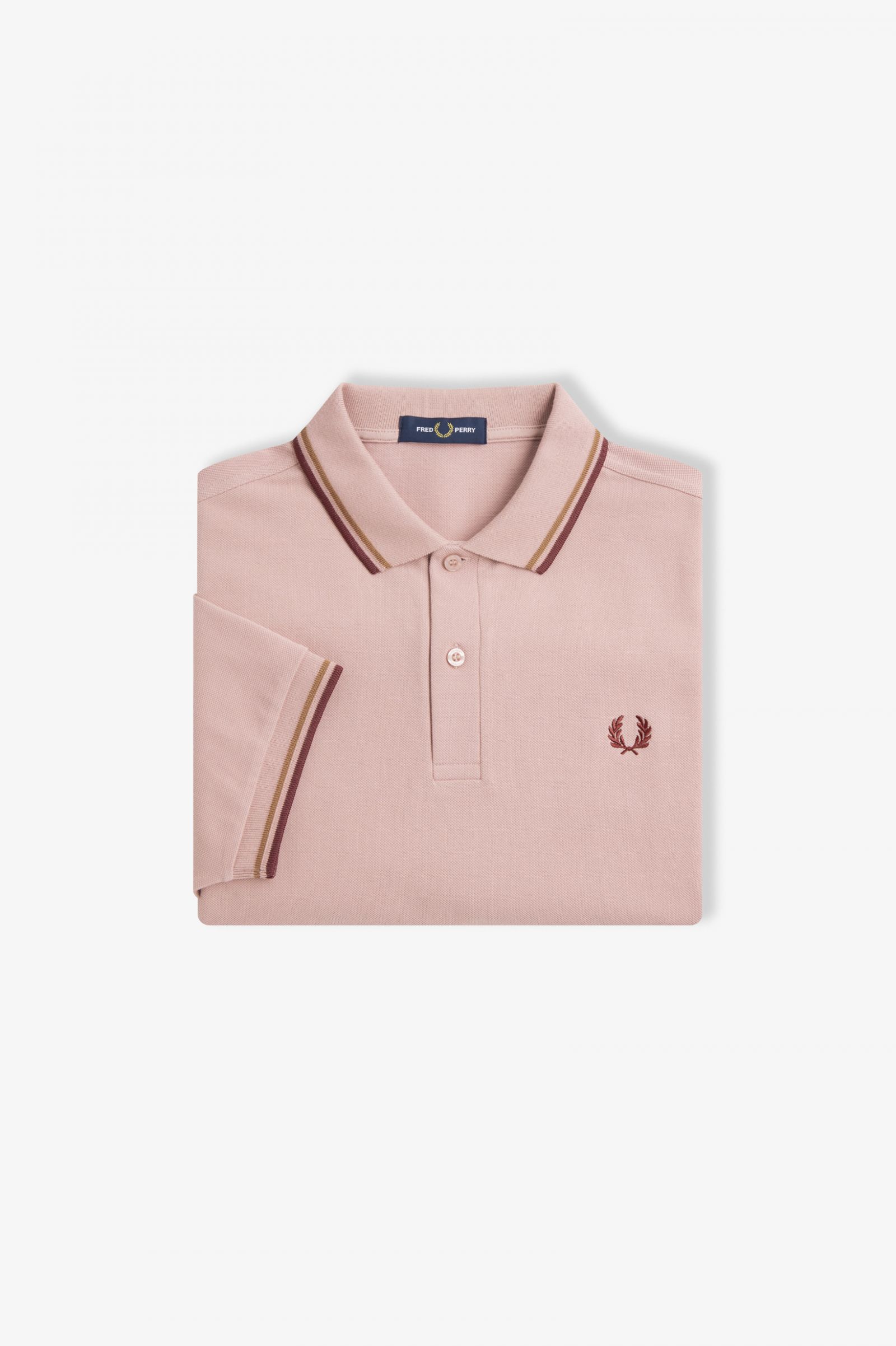 The Fred Perry ShirtM3600 Dusty Rose Pink / Shaded Stone / Oxblood