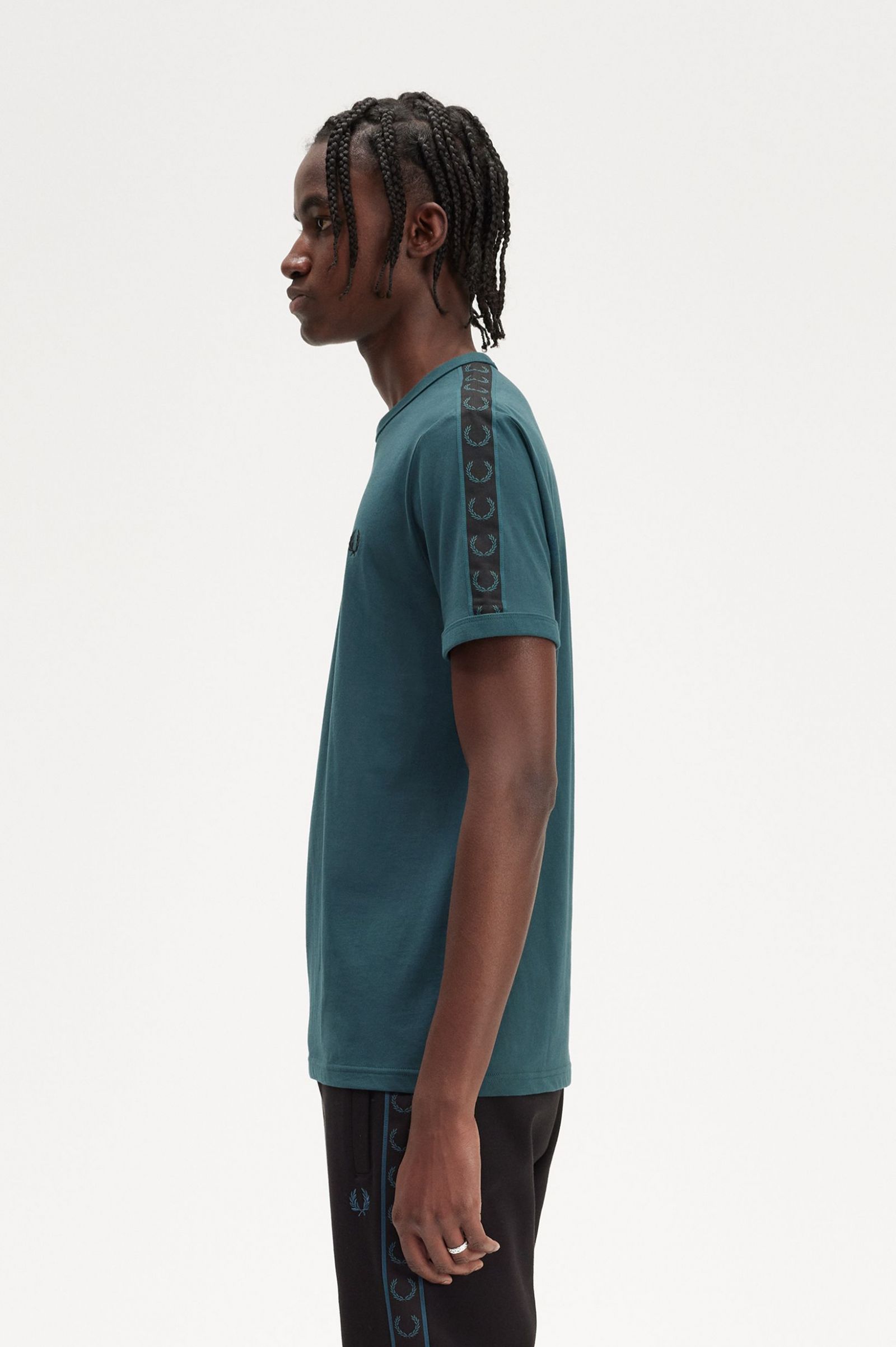 Contrast Tape Ringer T-Shirt Petrol Blue / Black