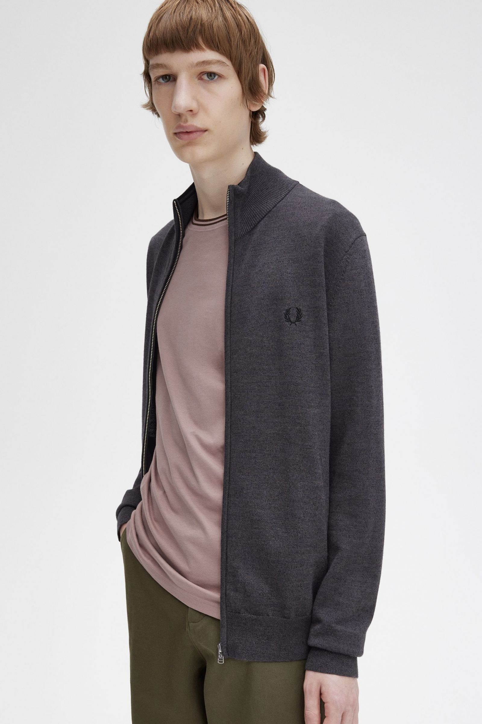 Classic Zip Through Cardigan Dark Grey Marl