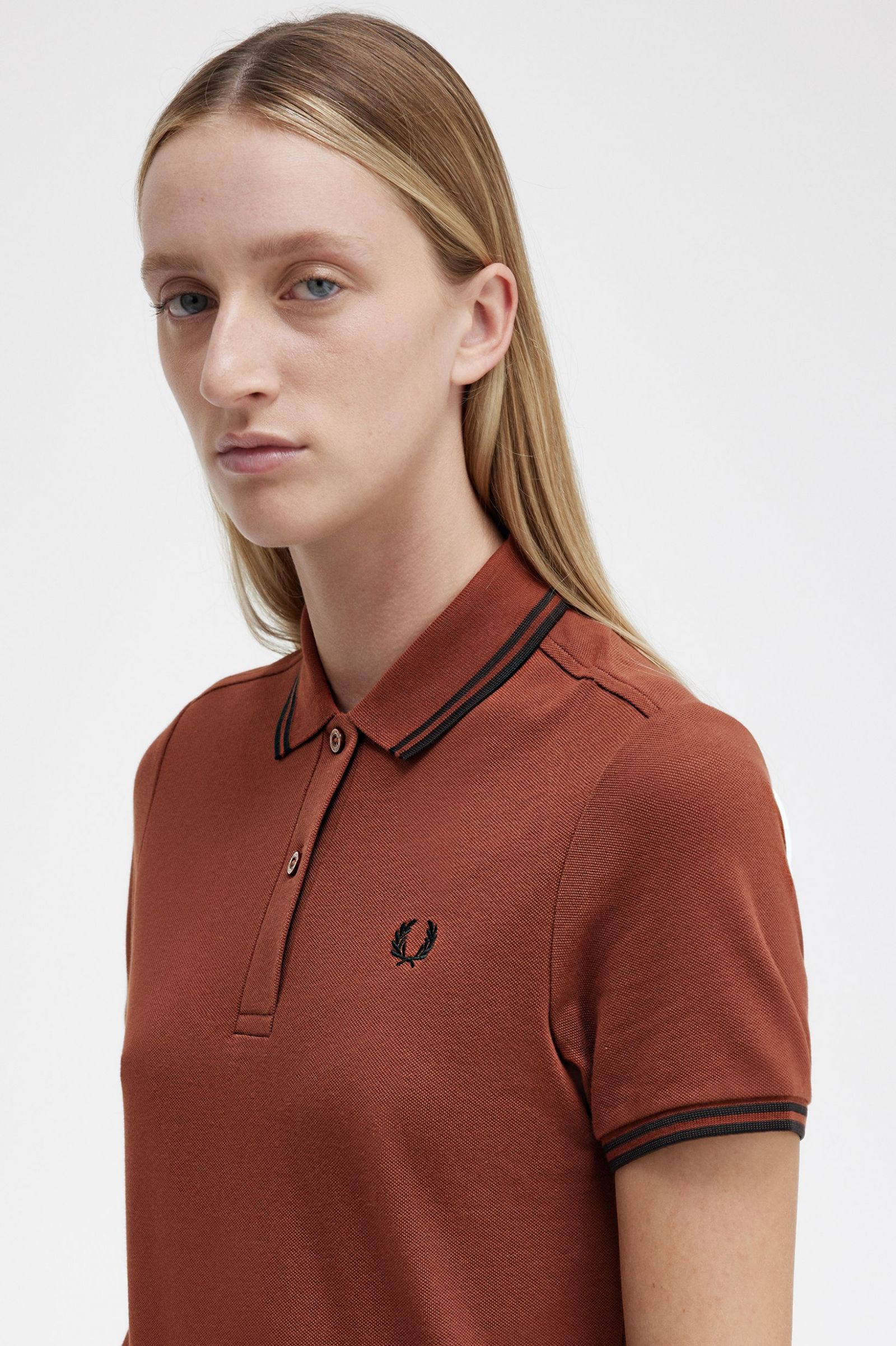 Twin Tipped Fred Perry Shirt Dress Whisky Brown / Black / Black