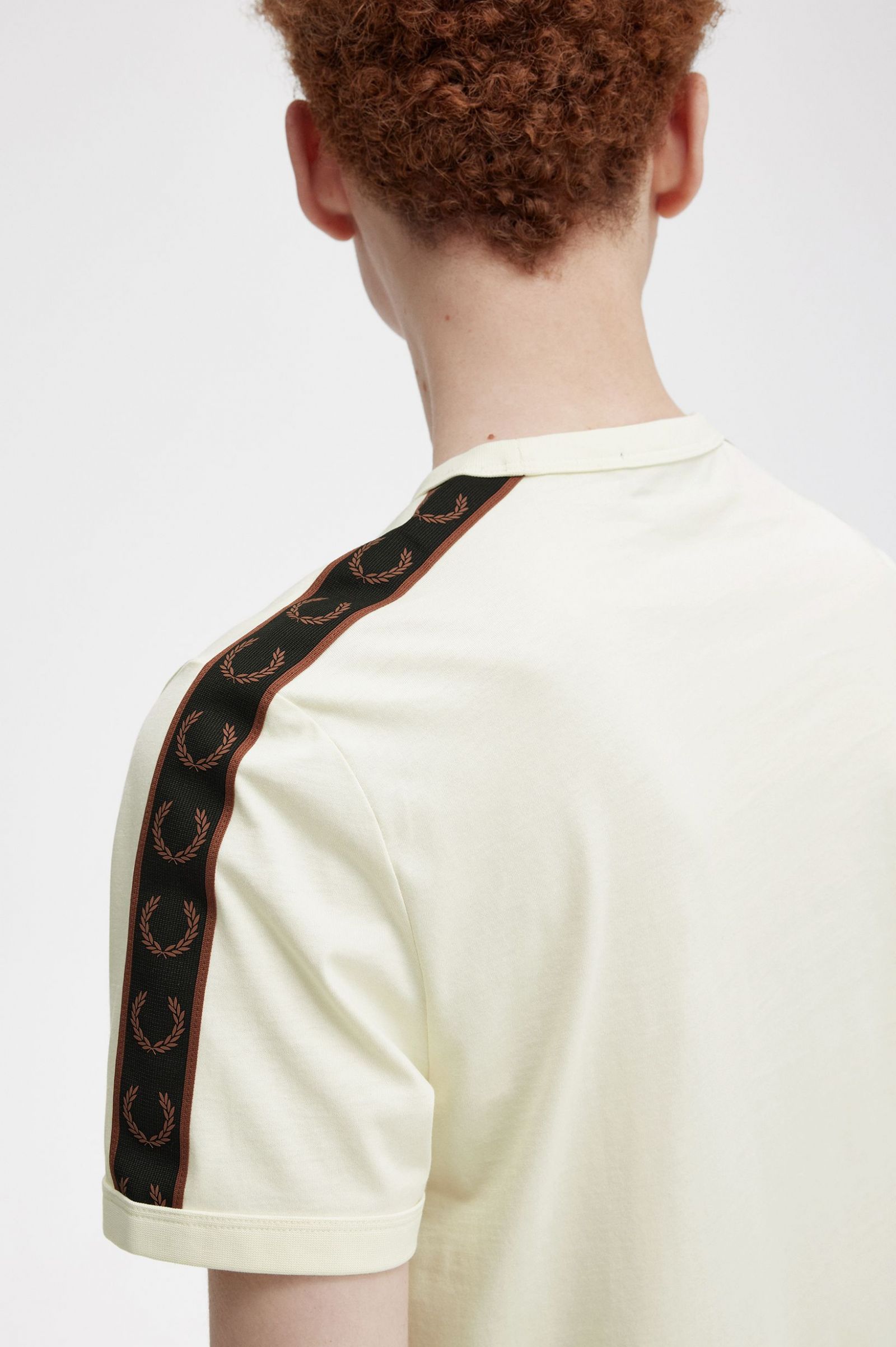 Contrast Tape Ringer T-Shirt Ecru / Whisky Brown