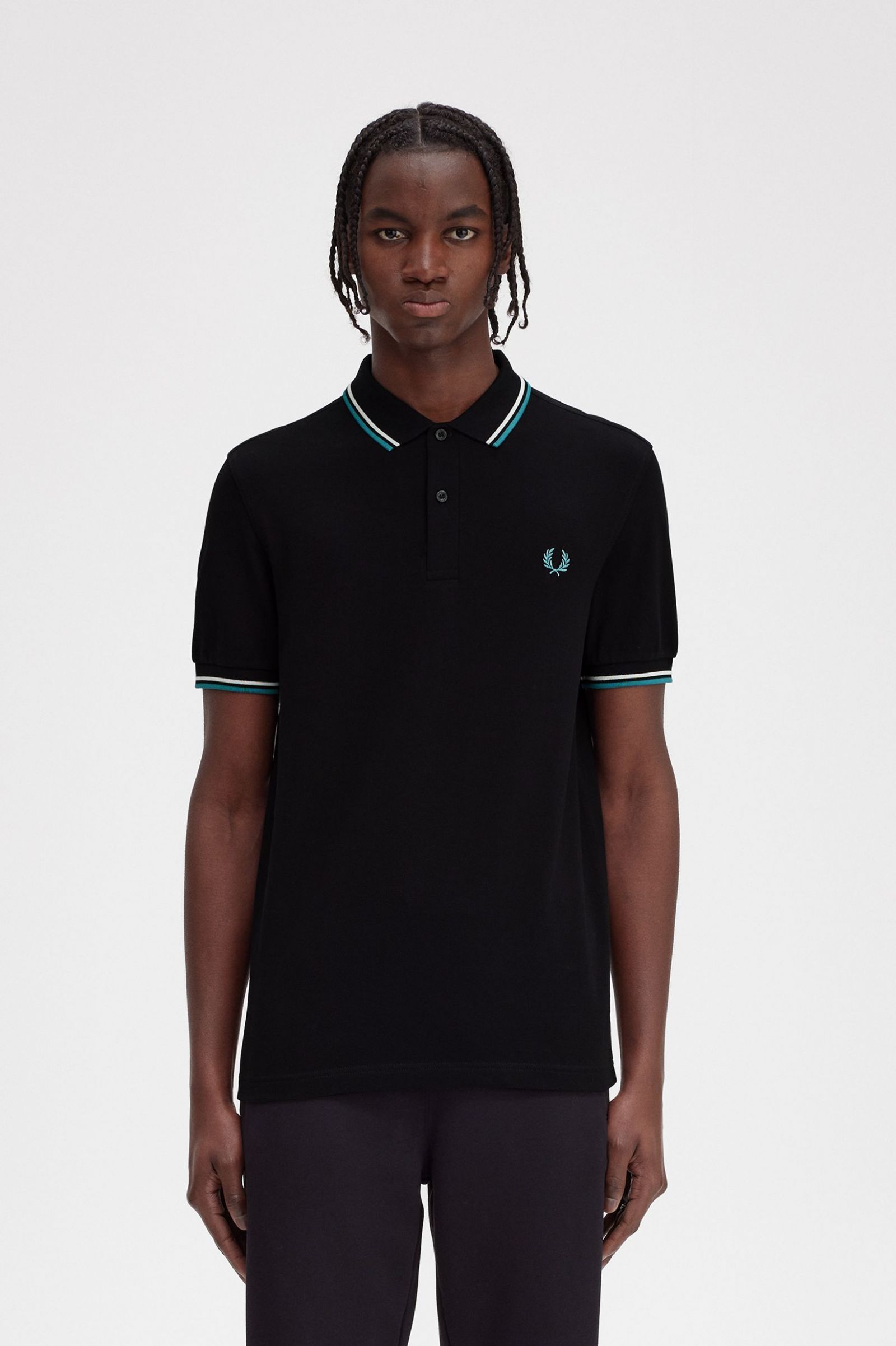 The Fred Perry ShirtM3600 Black / Ecru / Deep Mint