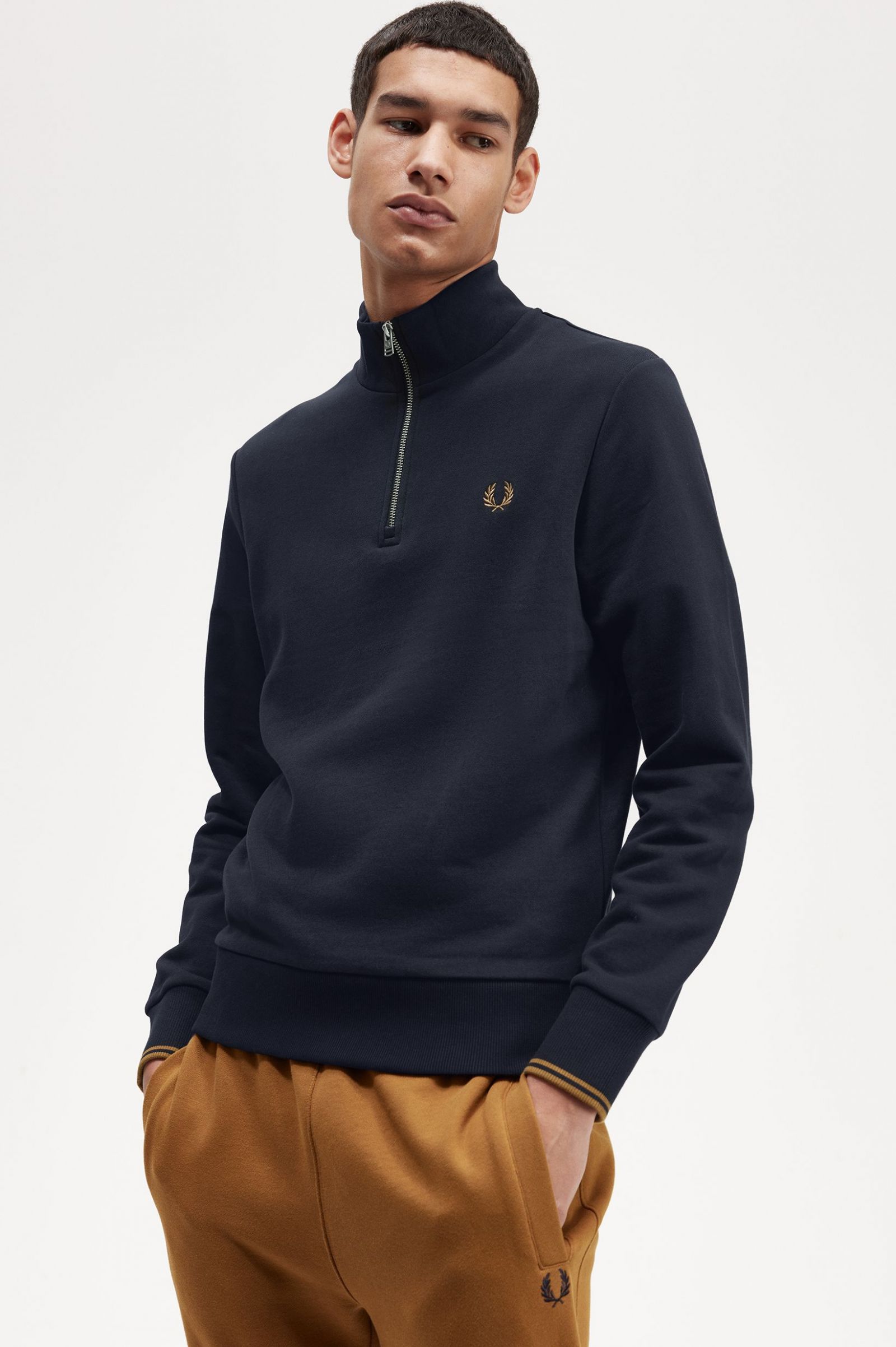 Half Zip Sweatshirt Navy / Dark Caramel