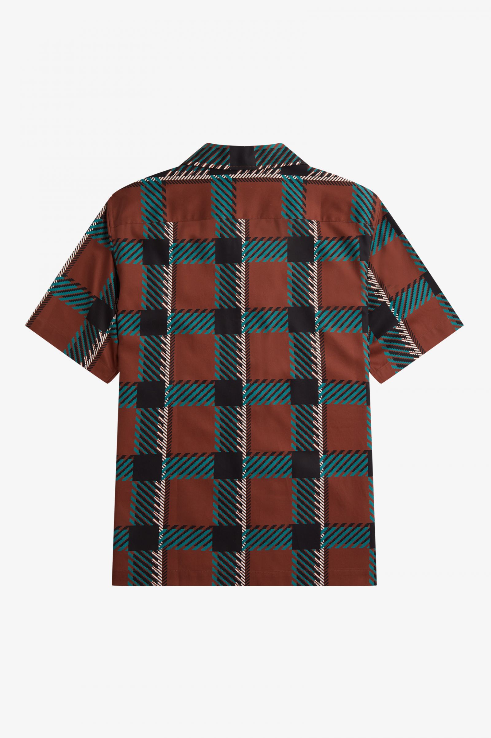 Glitch Tartan Revere Collar Shirt Whisky Brown