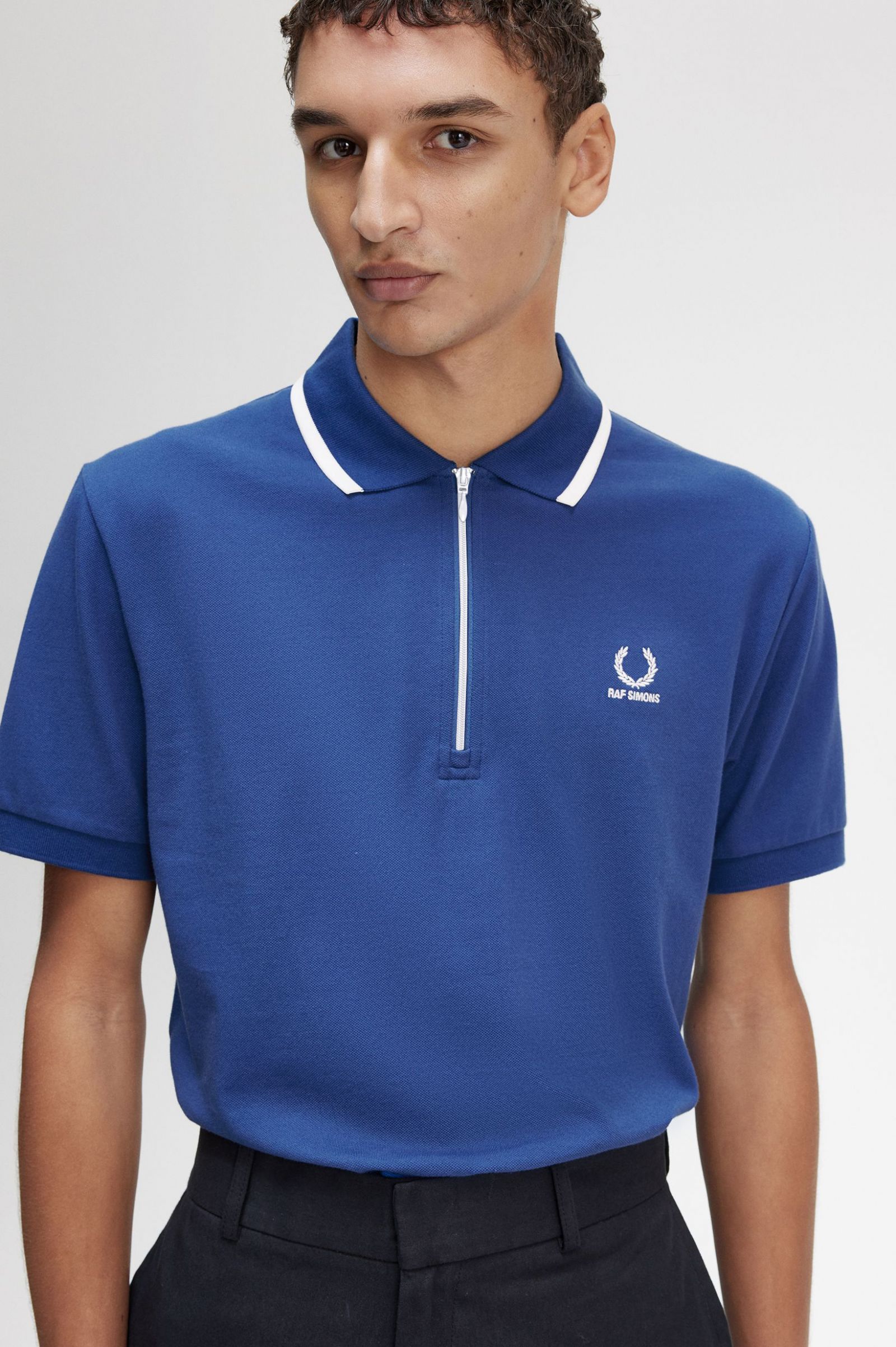 Raf SimonsHalf Zip Polo Shirt Royal Blue
