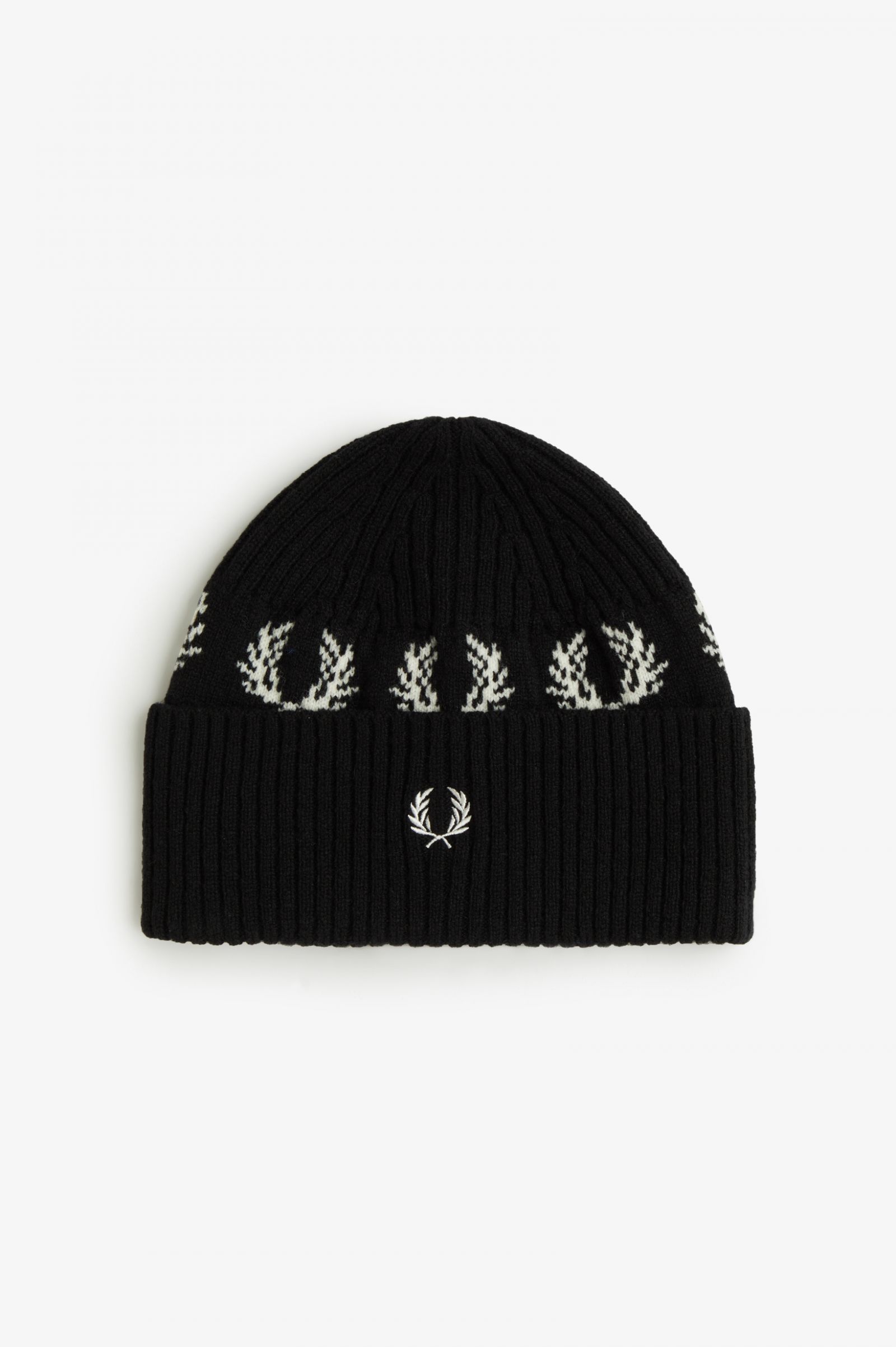 Laurel Wreath Lambswool Beanie Black / Snow White
