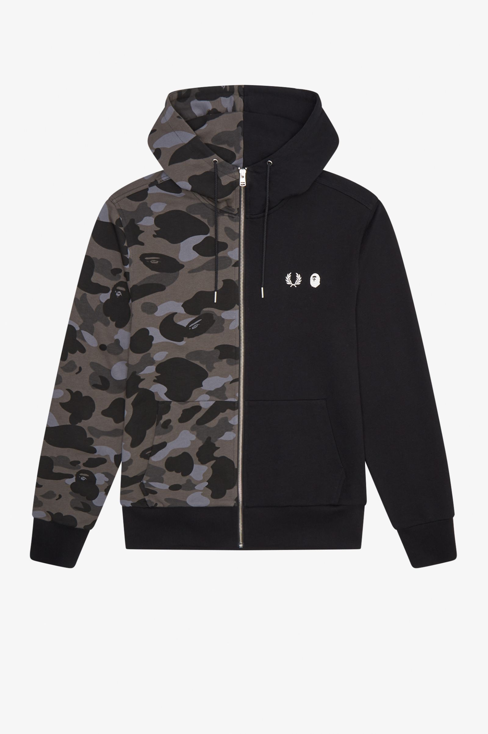 A Bathing Ape®Contrast Zipped Hooded Sweatshirt Black