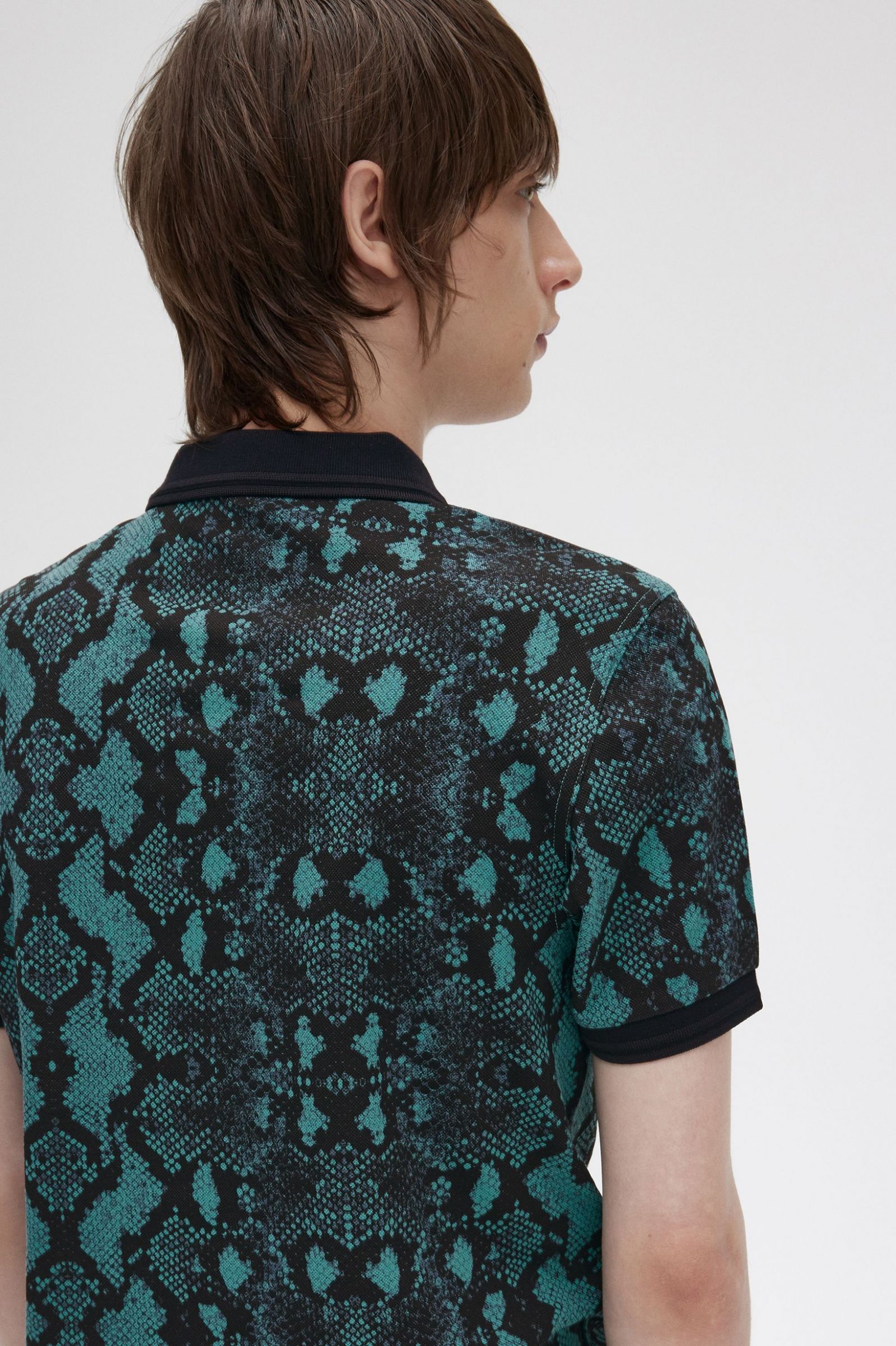Snake Print Fred Perry Shirt Deep Mint