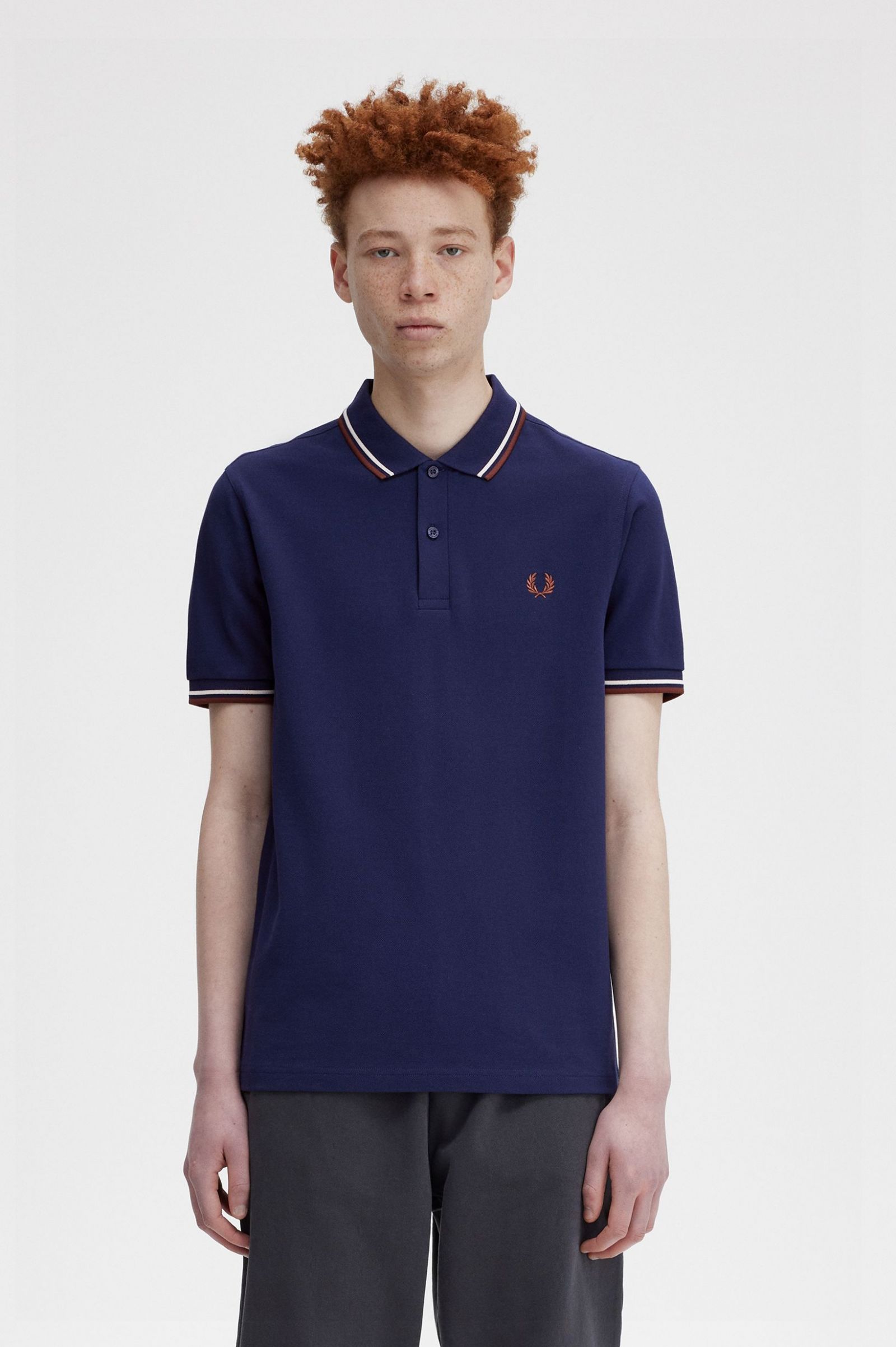 The Fred Perry ShirtM3600 French Navy / Ecru / Whisky Brown