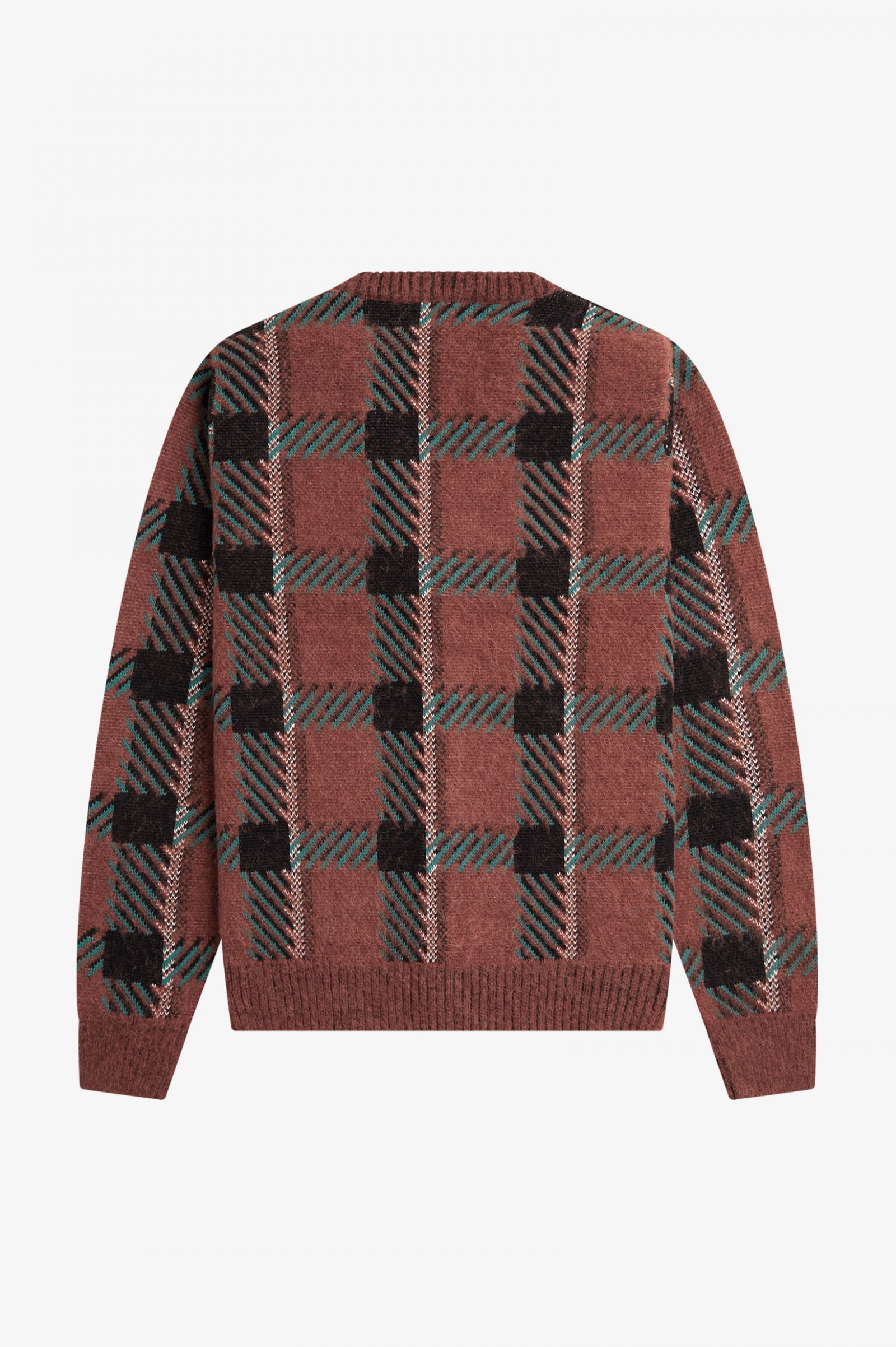 Glitch Tartan Cardigan Whisky Brown
