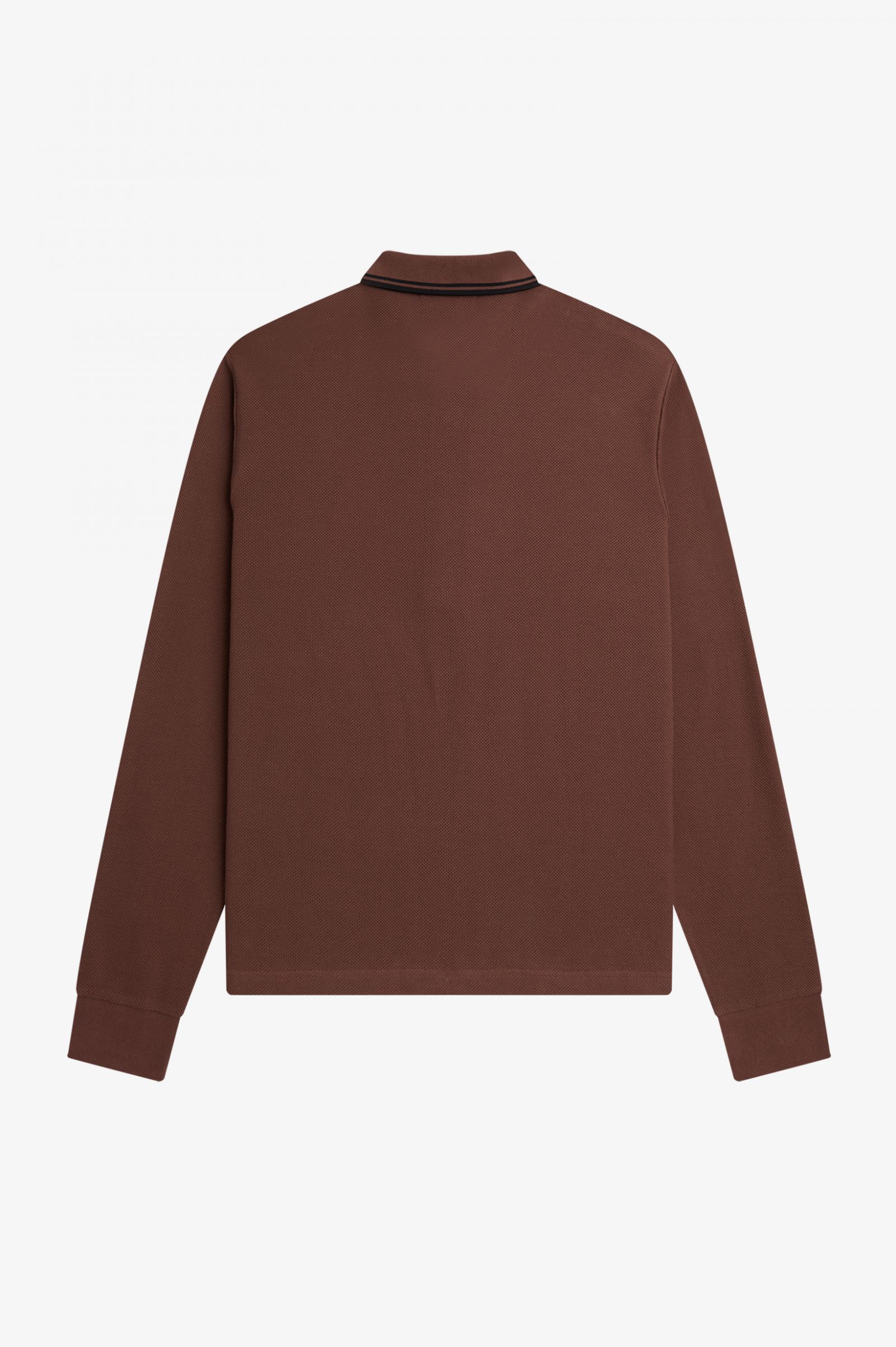 Honeycomb Cotton Long Sleeve Polo Shirt Whisky Brown