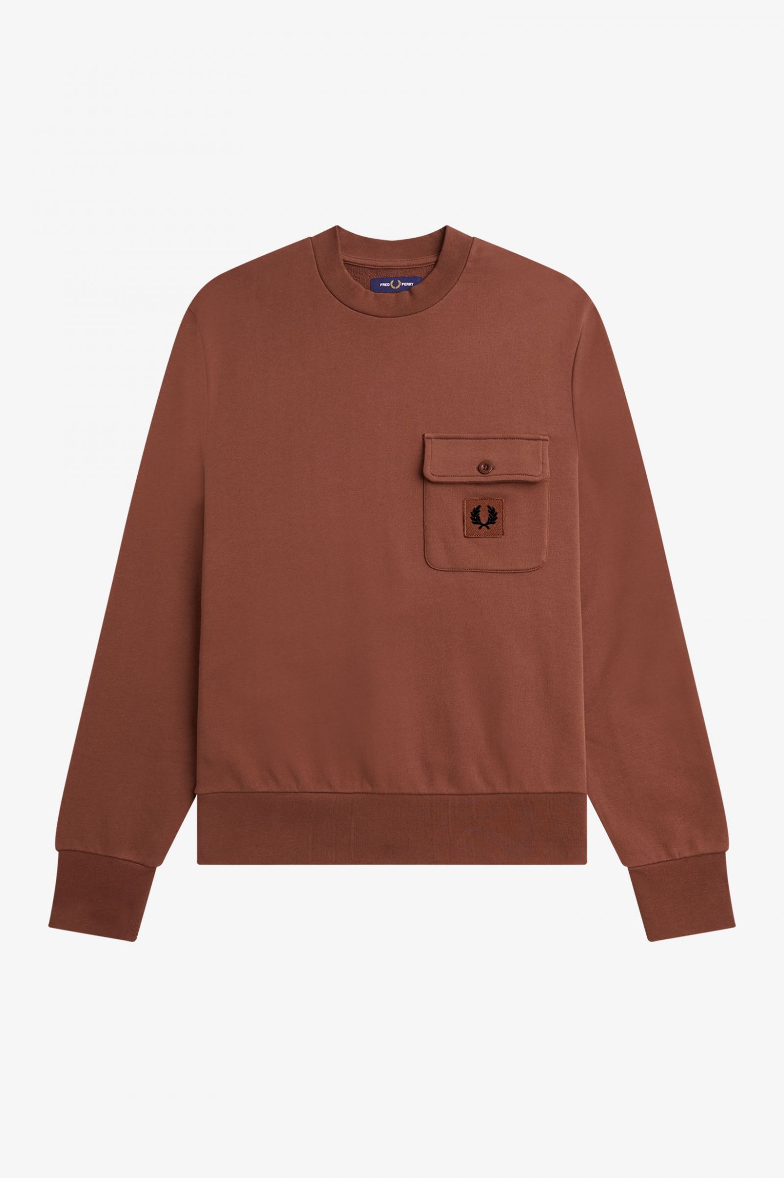 Badge Detail Crew Neck Sweatshirt Whisky Brown