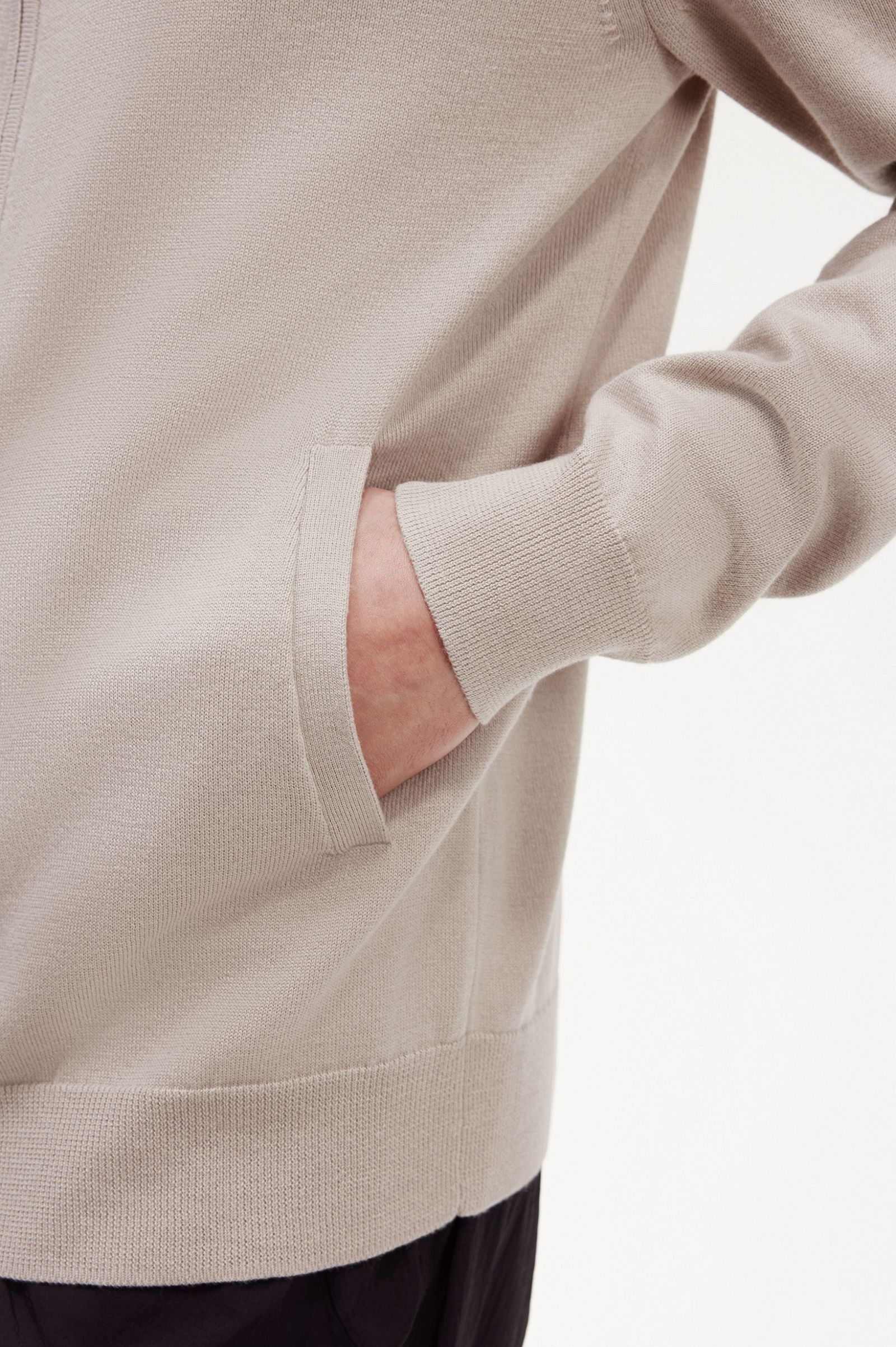 Zip Through Cardigan Dark Oatmeal