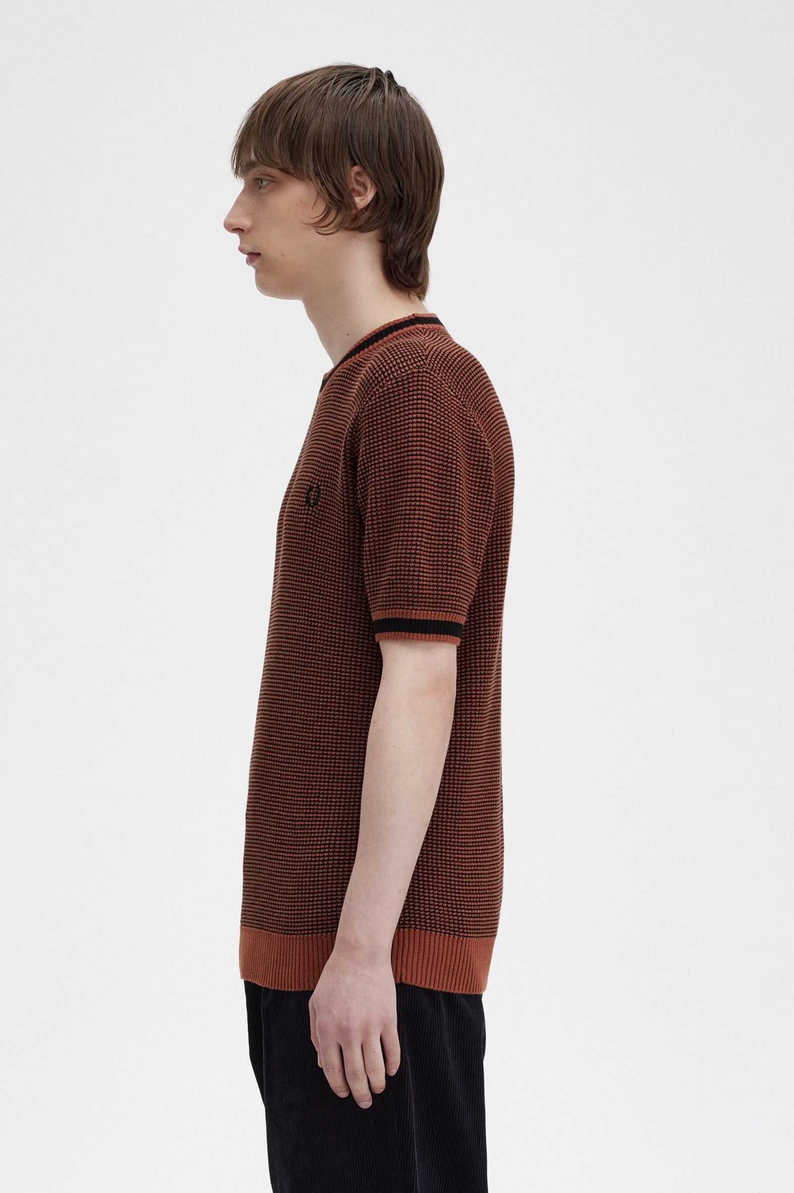 Textured Knitted T-Shirt Whisky Brown