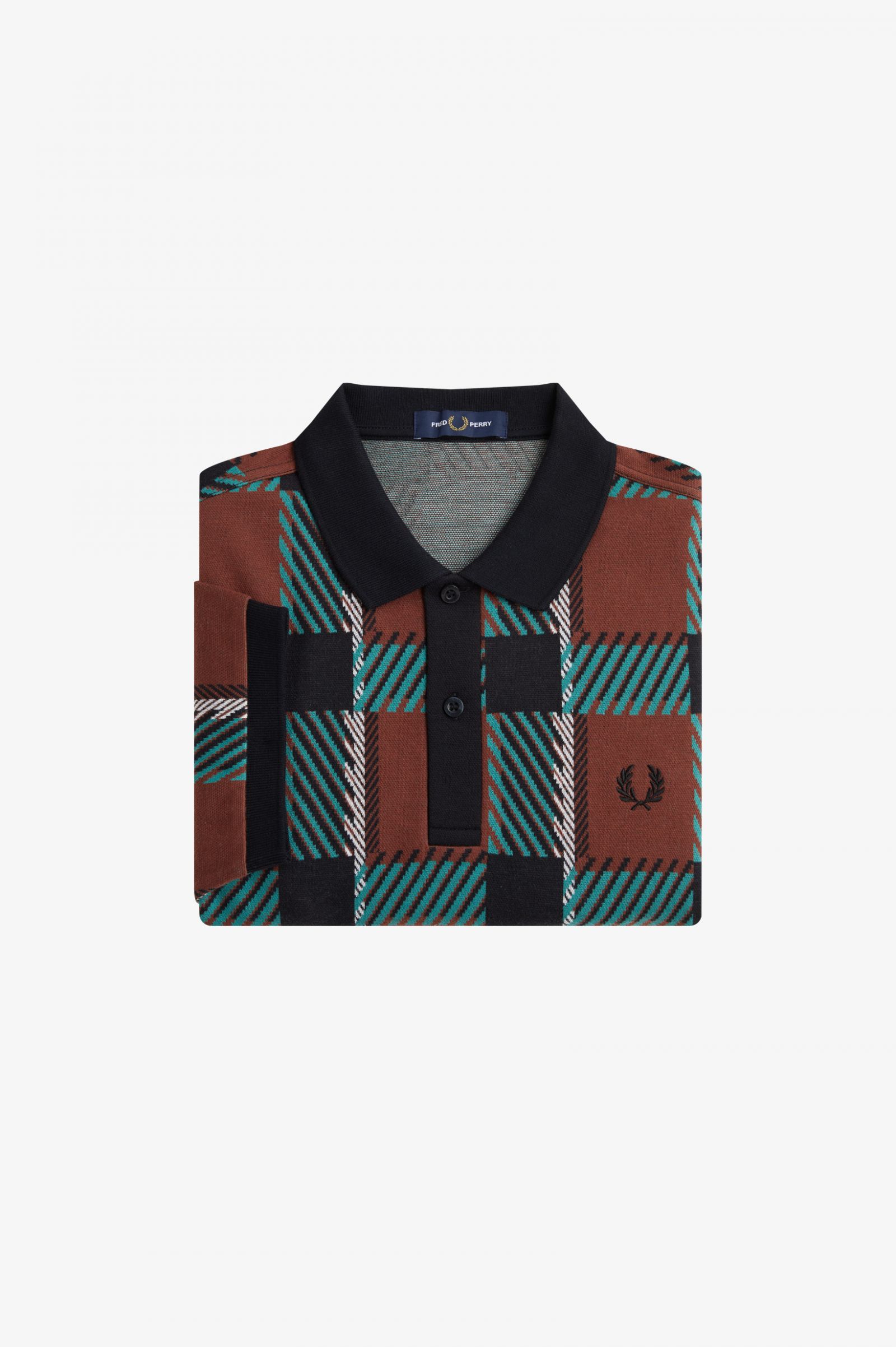 Glitch Tartan Polo Shirt Whisky Brown