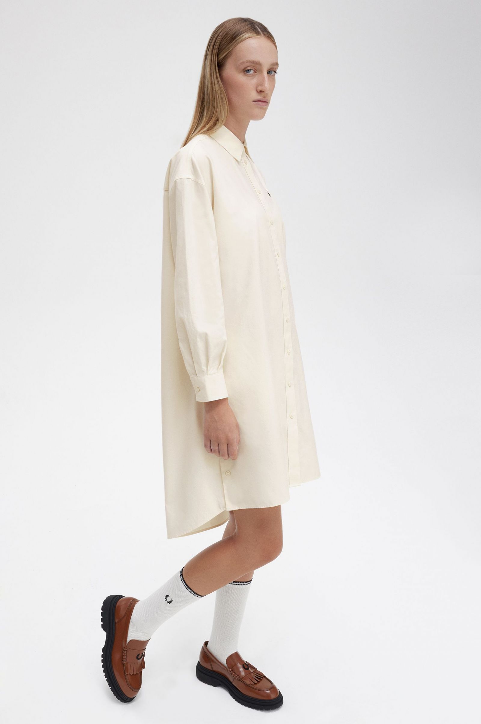 Split Detail Shirt Dress Ecru