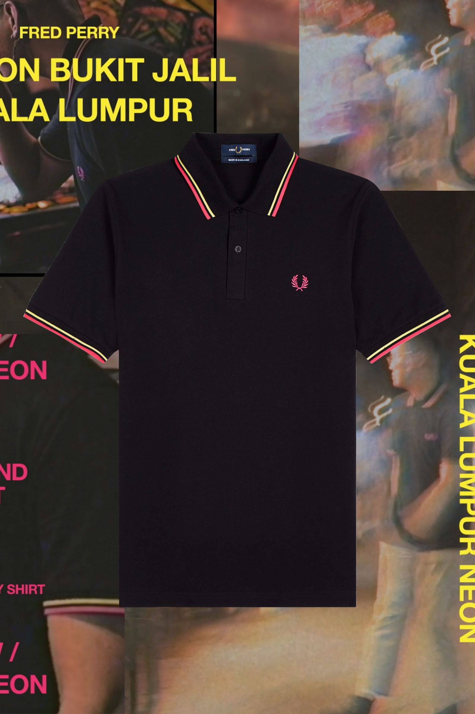 The Fred Perry ShirtM12 Black / Bright Yellow / Kuala Lumpur Neon