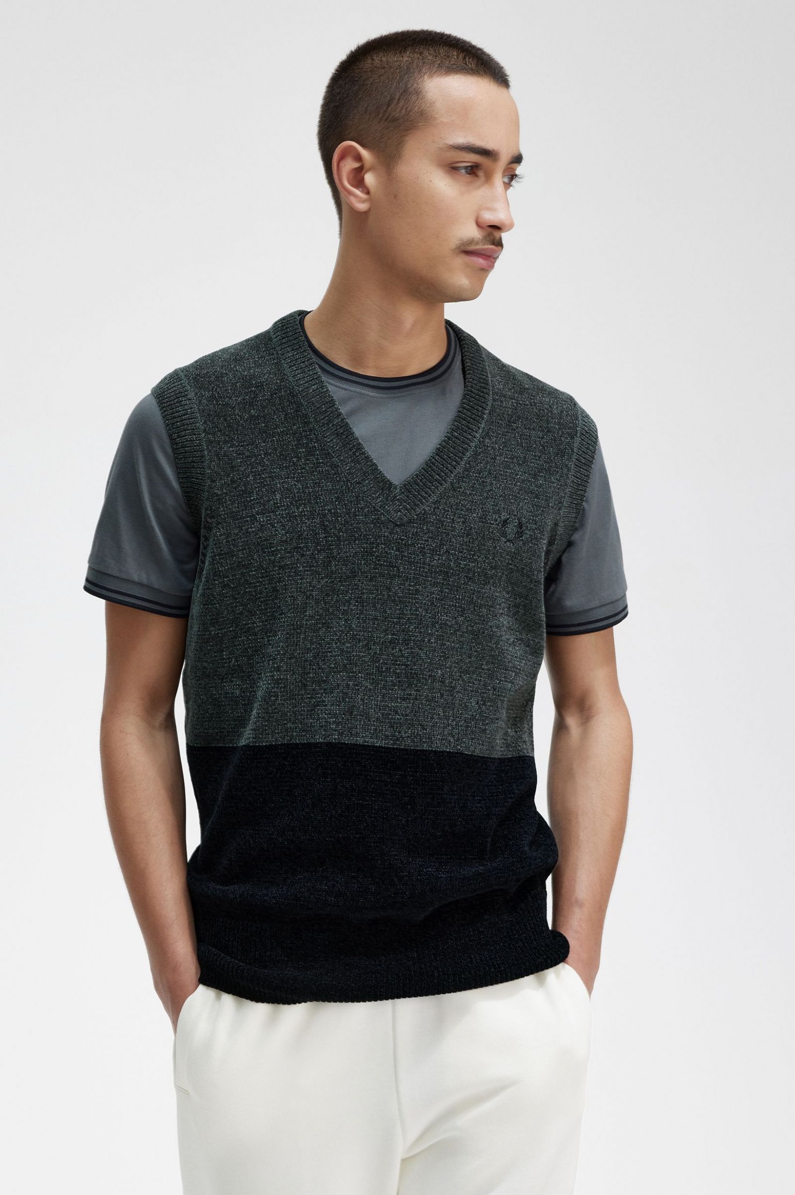 Colour Block Chenille Tank Field Green