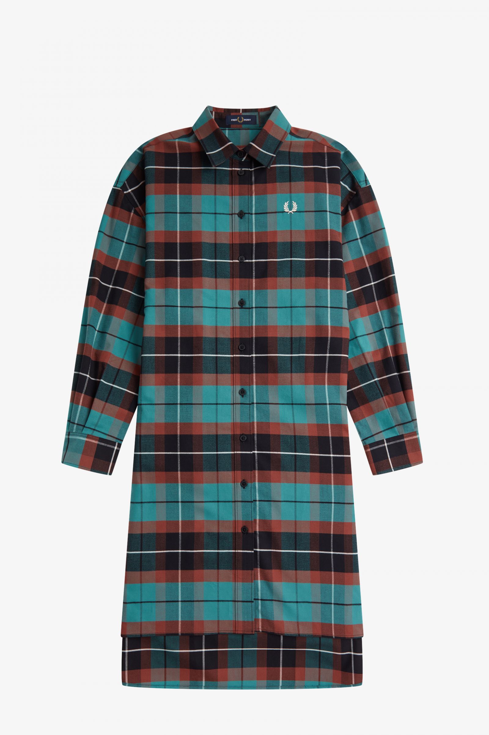 Brushed Tartan Shirt Dress Deep Mint