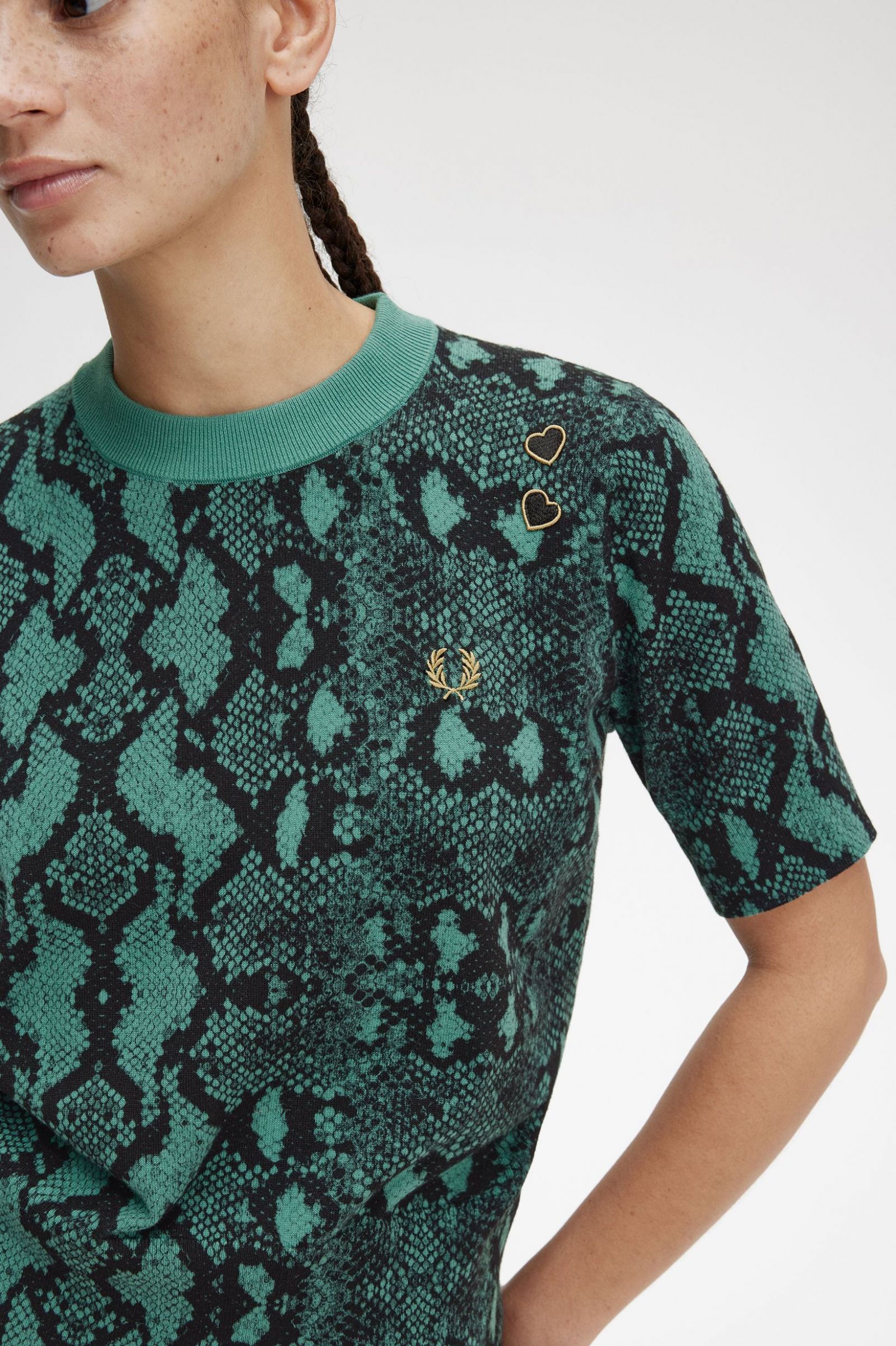Amy Winehouse FoundationSnake Print Jumper Deep Mint